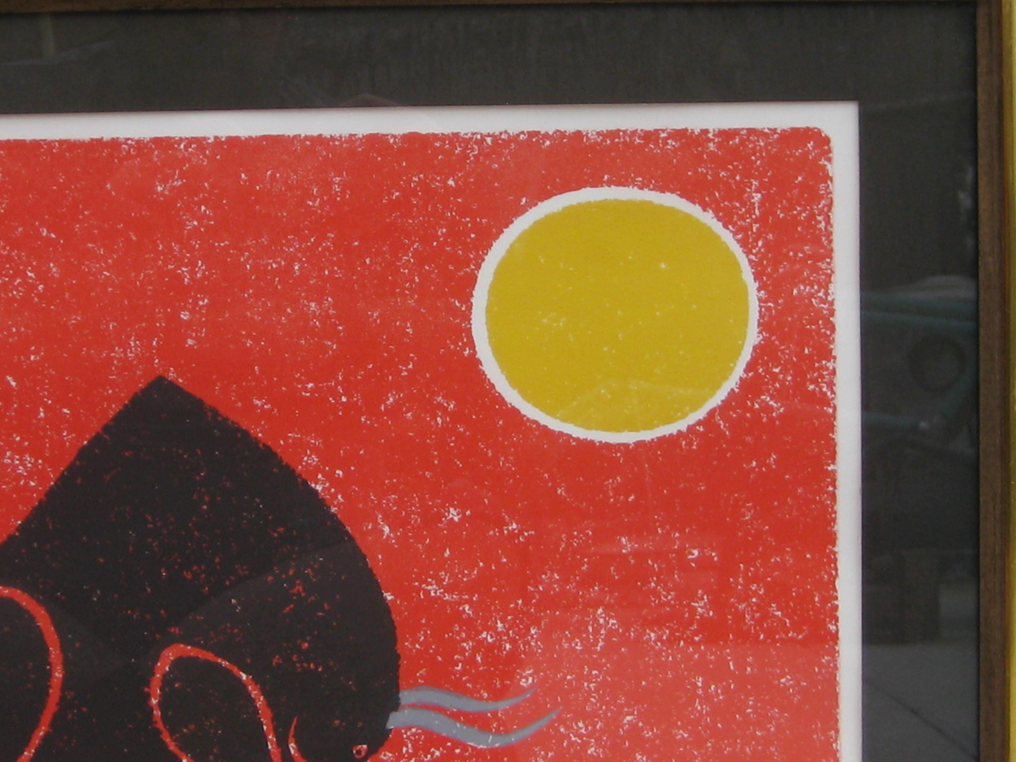 1970's Keith Llewellyn De Carlo Abstract Bull Lithograph Print Signed/Numbered For Sale 1