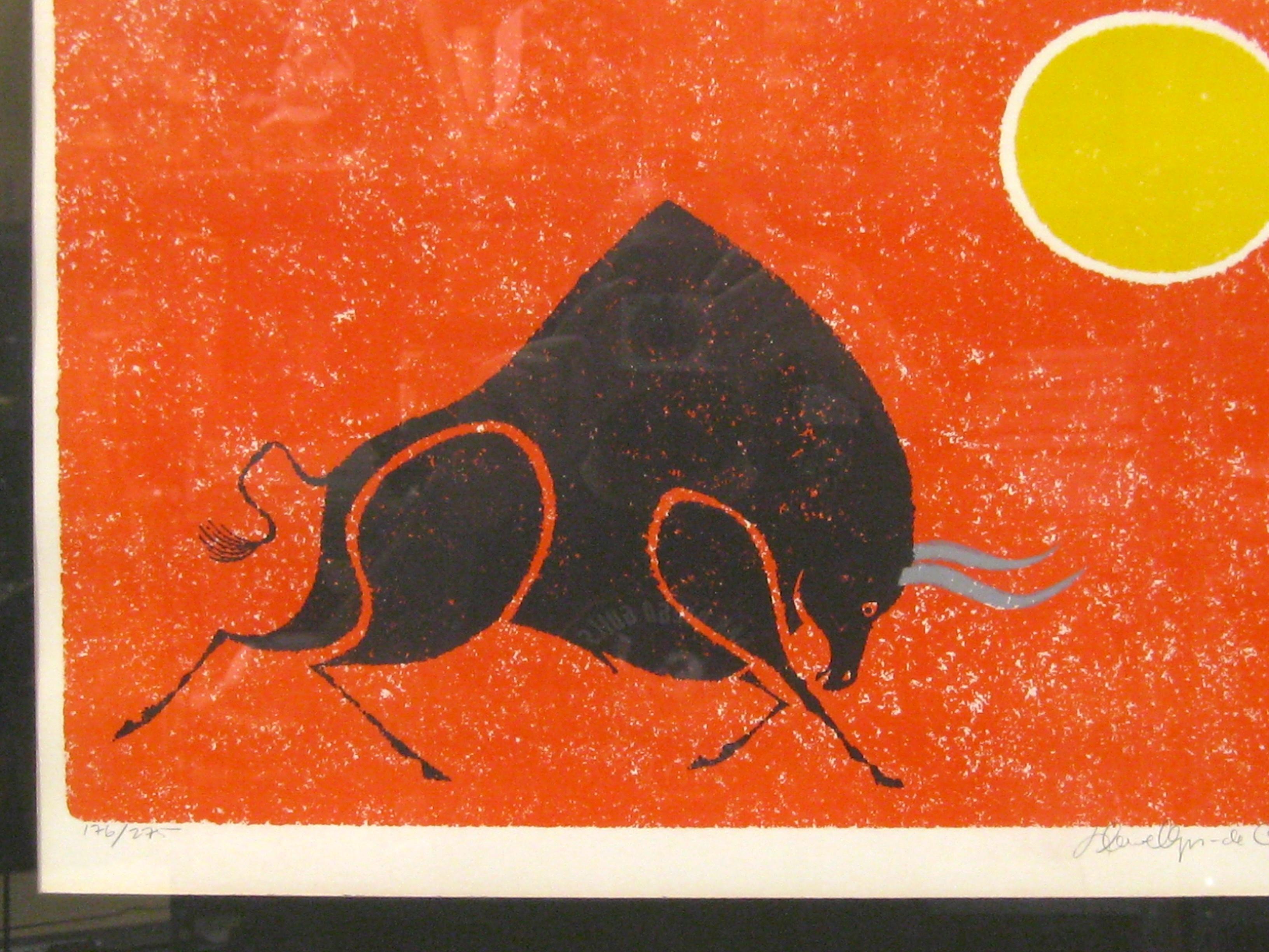 1970's Keith Llewellyn De Carlo Litografía Abstracta Toro Firmada y Numerada Estadounidense en venta