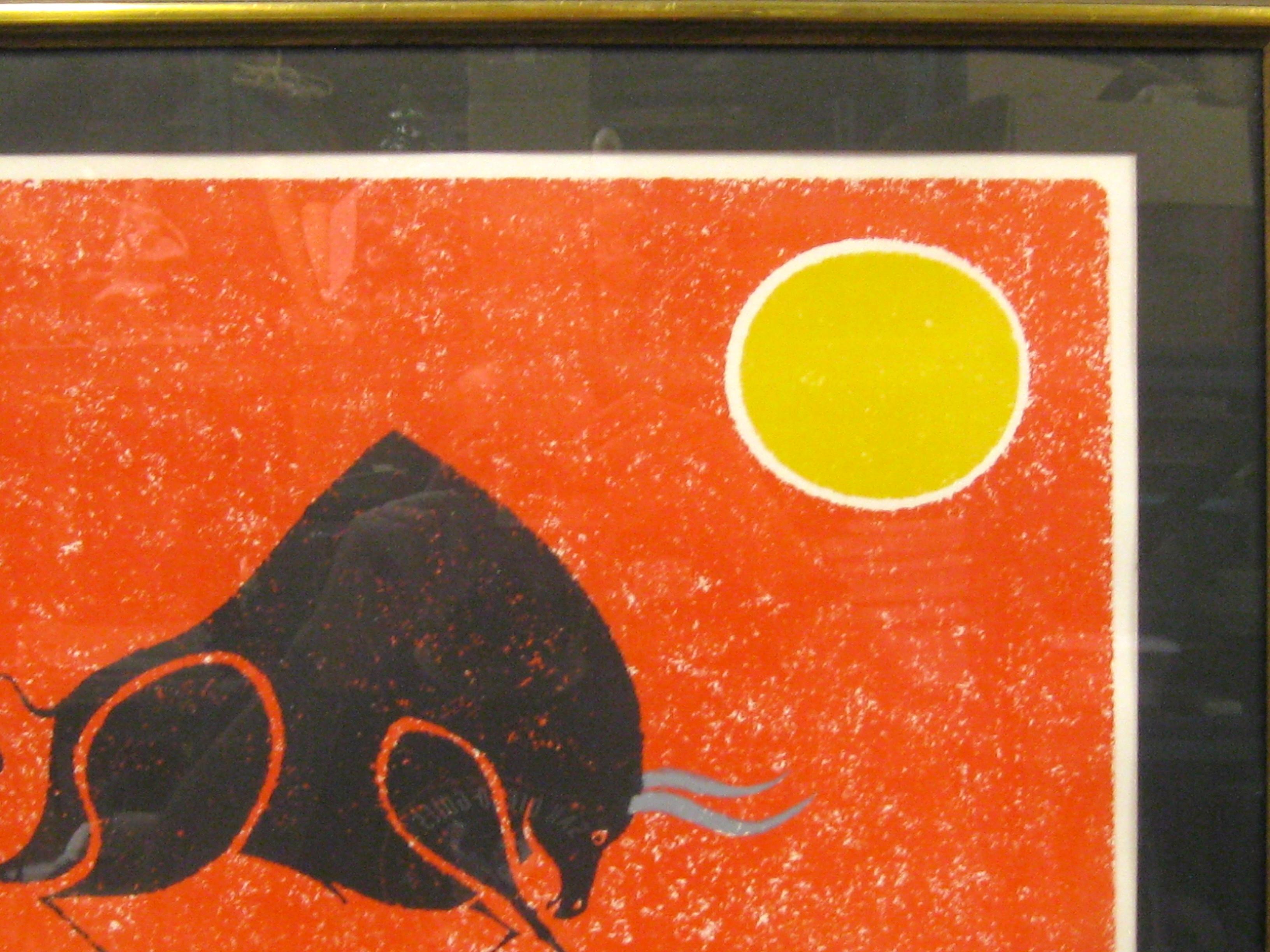 Abstrakte Stier-Lithographie von Keith Llewellyn De Carlo, signiert und nummeriert, 1970er Jahre im Zustand „Hervorragend“ im Angebot in San Diego, CA