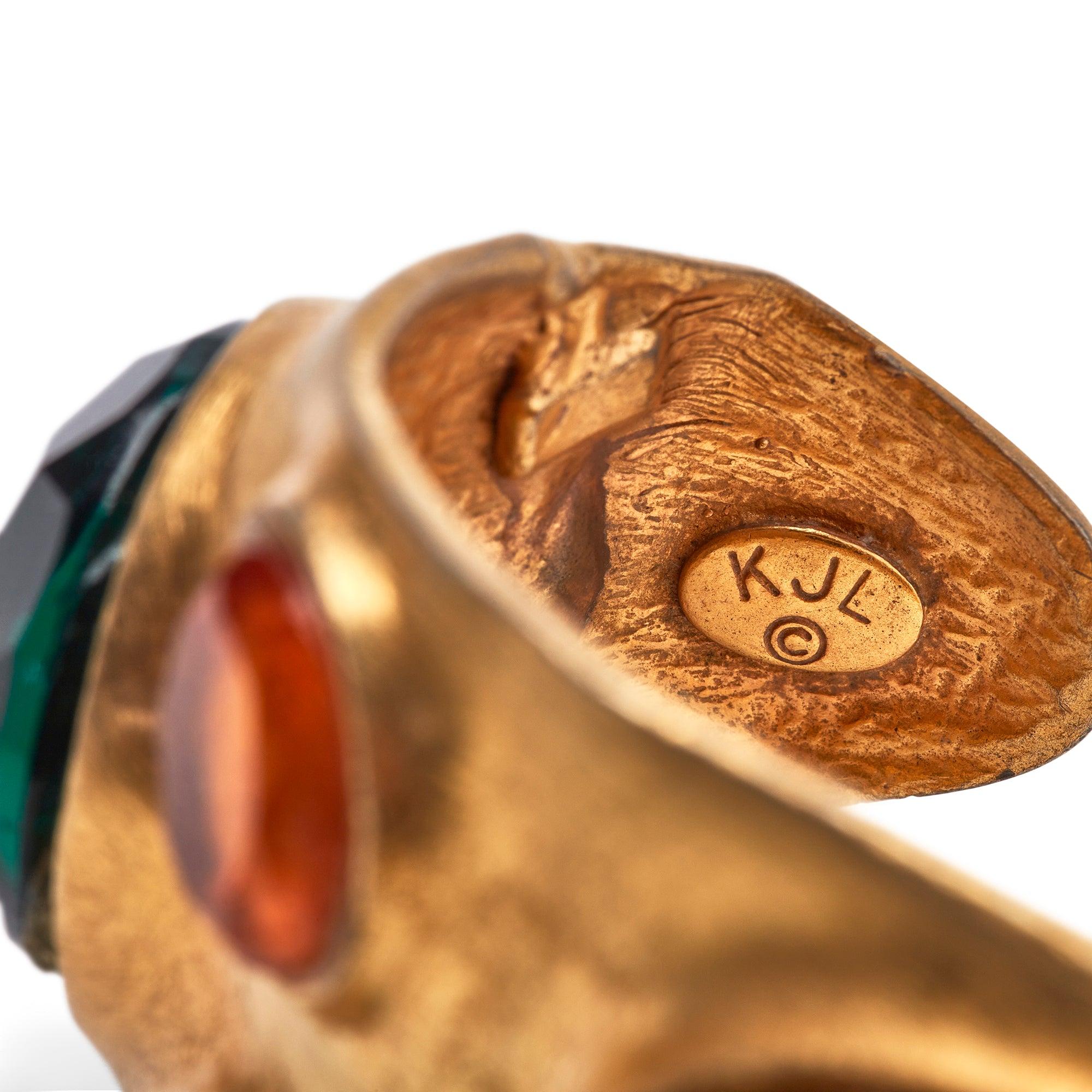 Women's 1970s Kenneth Jay Lane Jewelled Gold Cuff For Sale