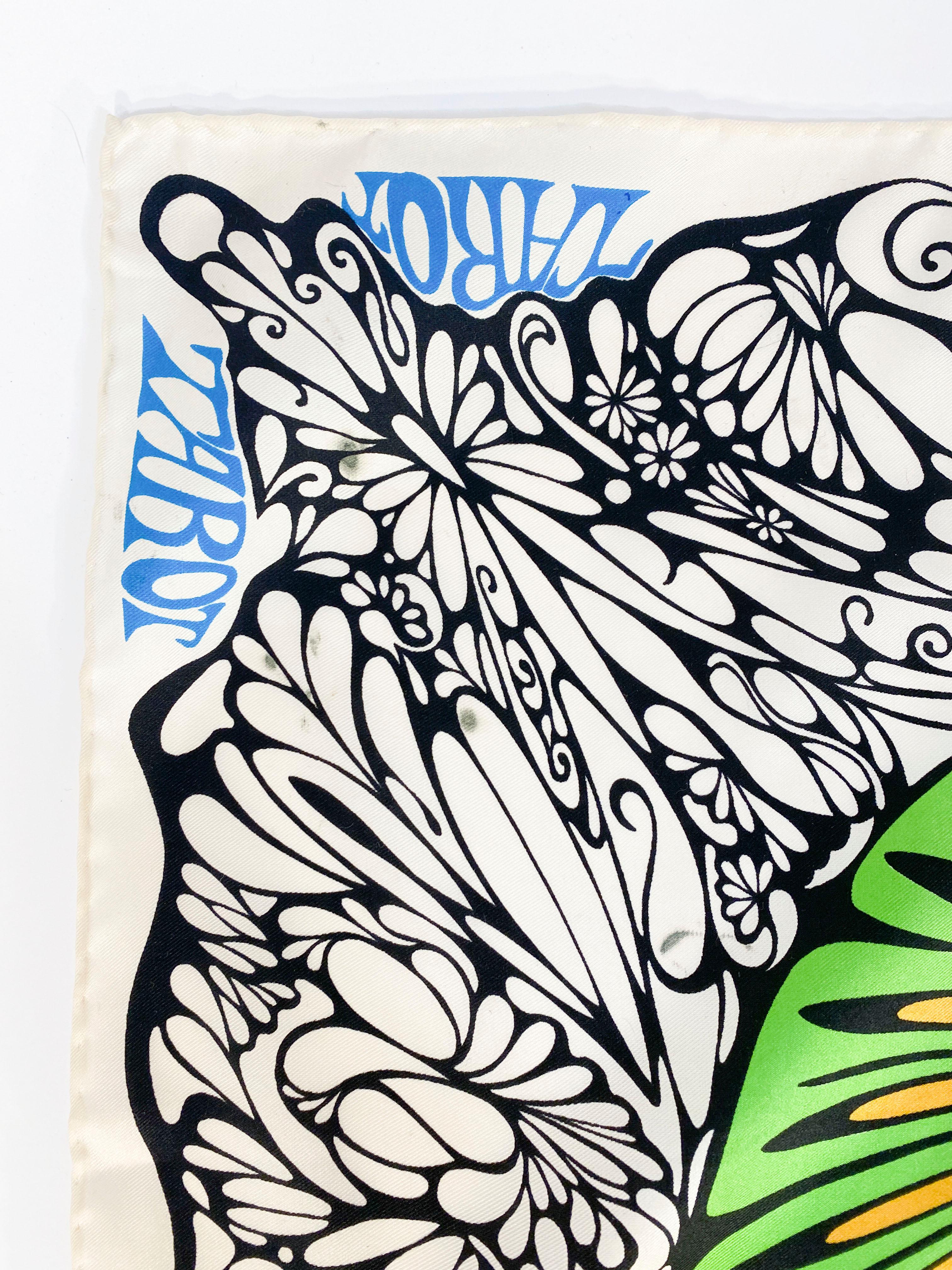 Women's 1970s Kenneth Jay Lane Tarot Printed Silk Scarf
