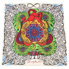 1970s Kenneth Jay Lane Tarot Printed Silk Scarf