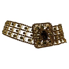 1970s Kenneth Jay Lane Wide Topaz Rhinestone Evening Belt