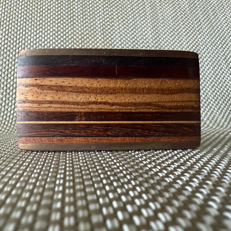 Vintage  Kenneth Reid Southwest Wood Brass Belt Buckle Bohemian Cowgirl Western Gorgeous Kenneth Reid 1970 Belt Buckle -exotic Inlay Wood  main image 2