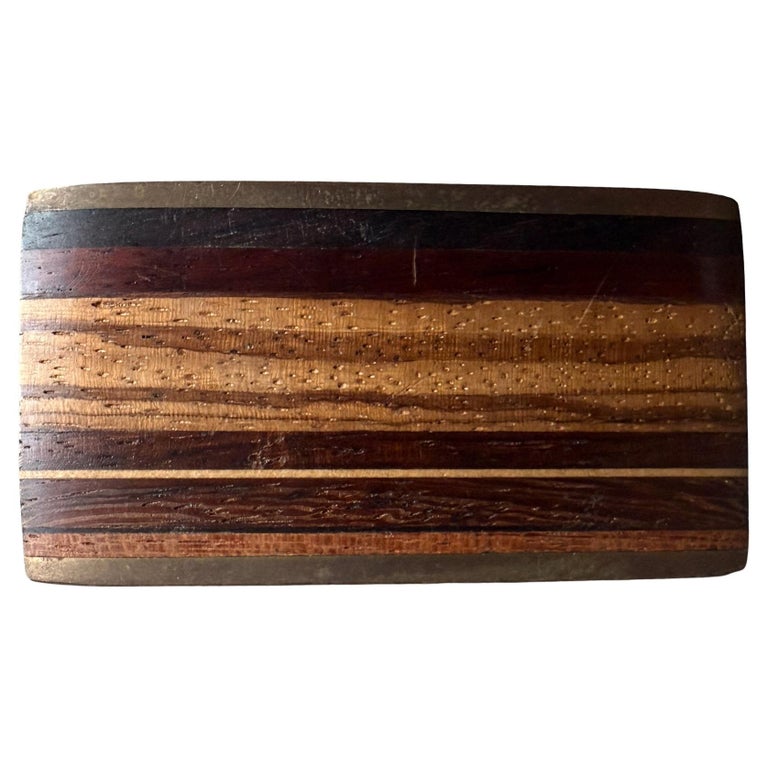 Mid-Century Kenneth Reid Modern Brass Exotic Wood Stripe  display picture 3