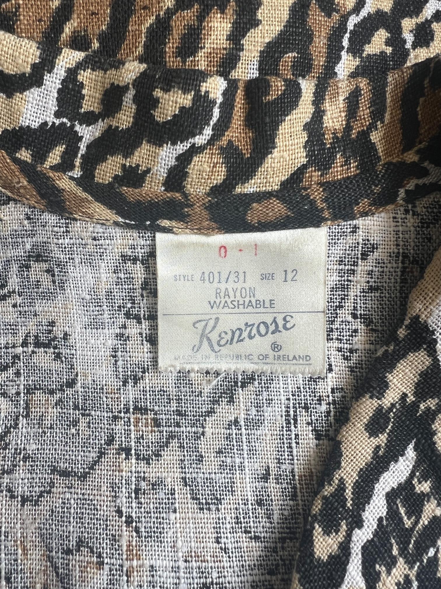 Women's 1970s Kenrose Leopard Print Belted Dress For Sale