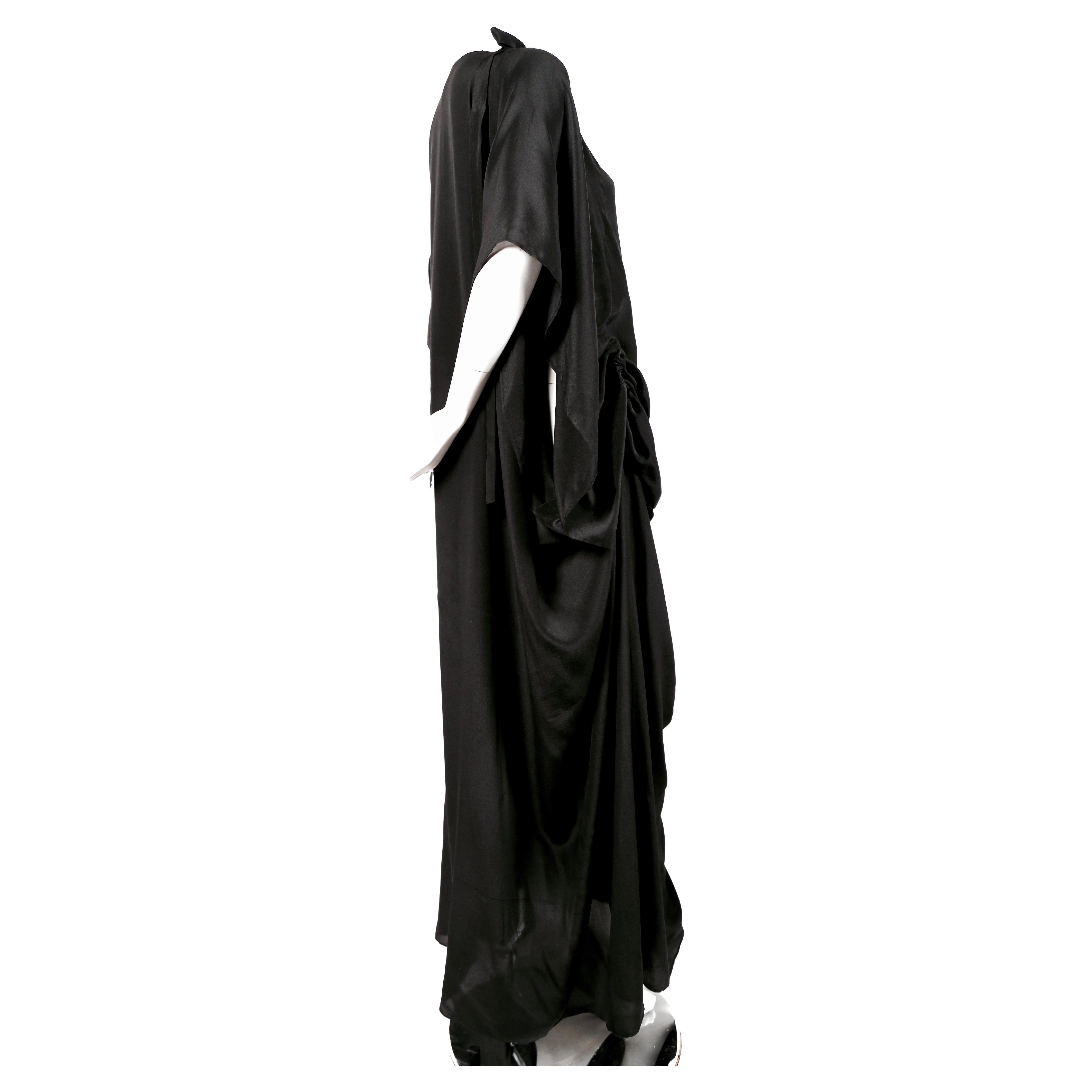 Vestido de seda negro con frunces KENZO JAP de los años 70 Negro en venta