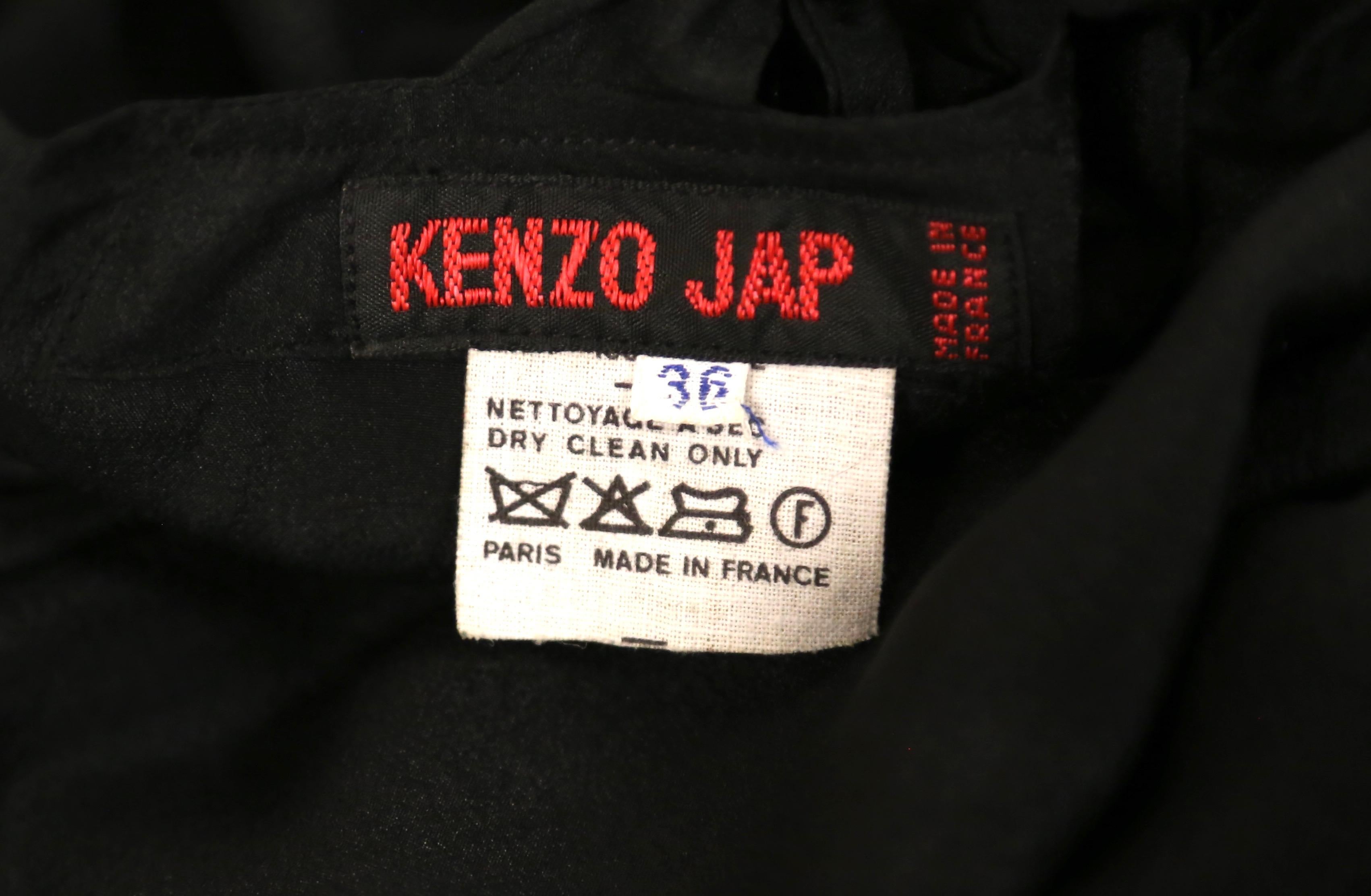 Black 1970's KENZO JAP black silk dress with ruching For Sale