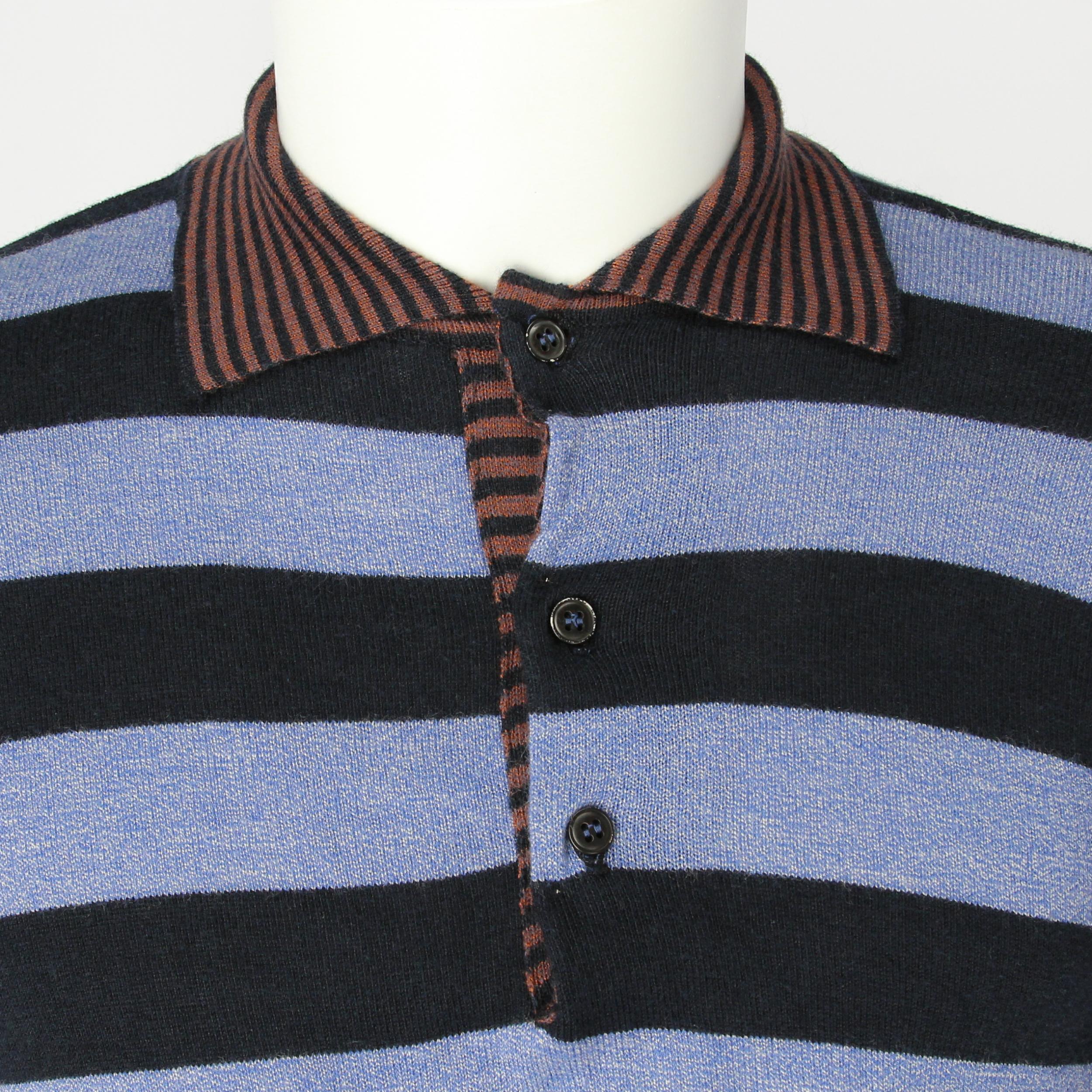 Black 1970s Kenzo Striped Polo T-shirt