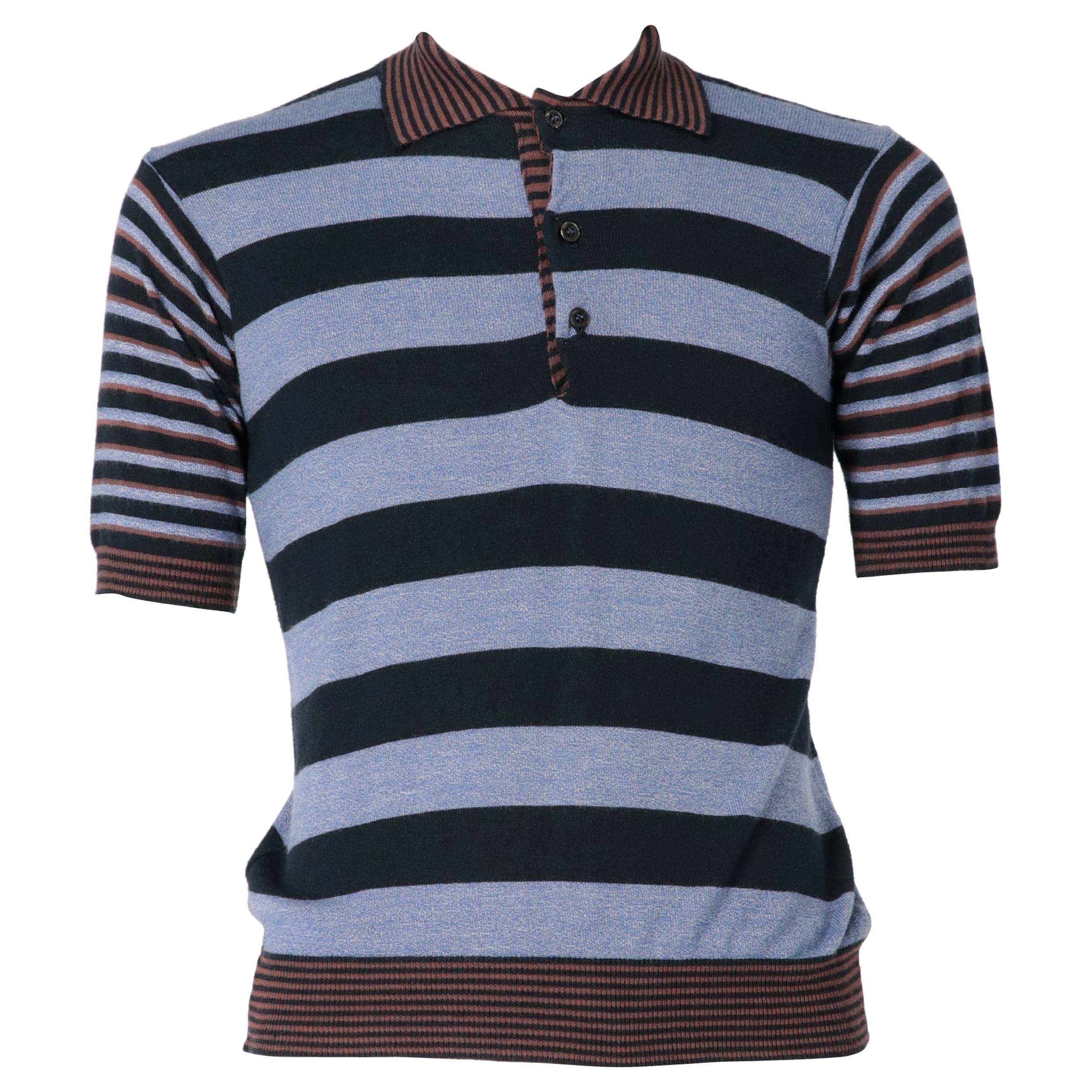 1970s Kenzo Striped Polo T-shirt For Sale
