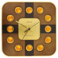 Retro 1970s Kienzle Chronoquarz Golden Hollywood Regency Op Art Wall Clock