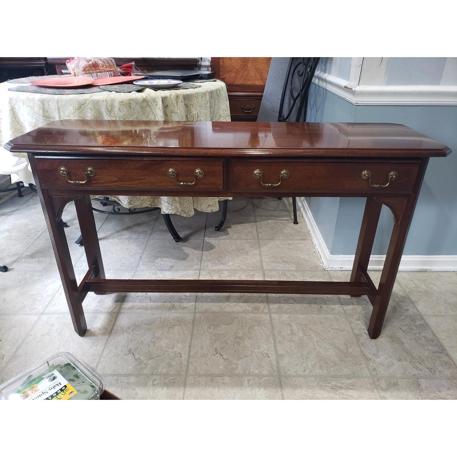 1970s Kincaid English Chippendale Solid Mahogany Console Table For Sale 6