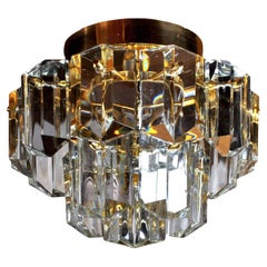 1970s Kinkeldey Brass and Crystal Ceiling Lamp, Germany