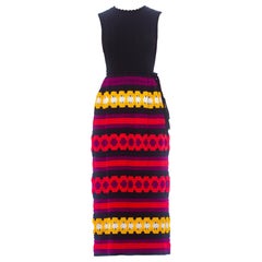Vintage 1970S Knit Crochet Dress With Braided Belt