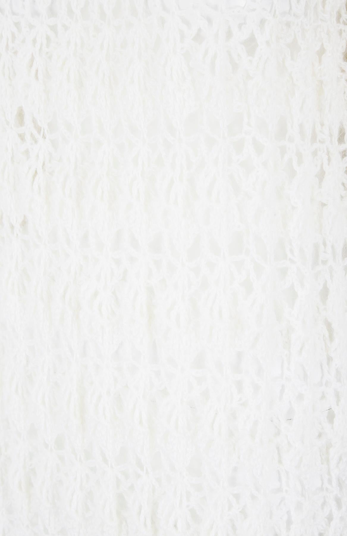 1970s Knitted White Wool Maxi Dress For Sale 1