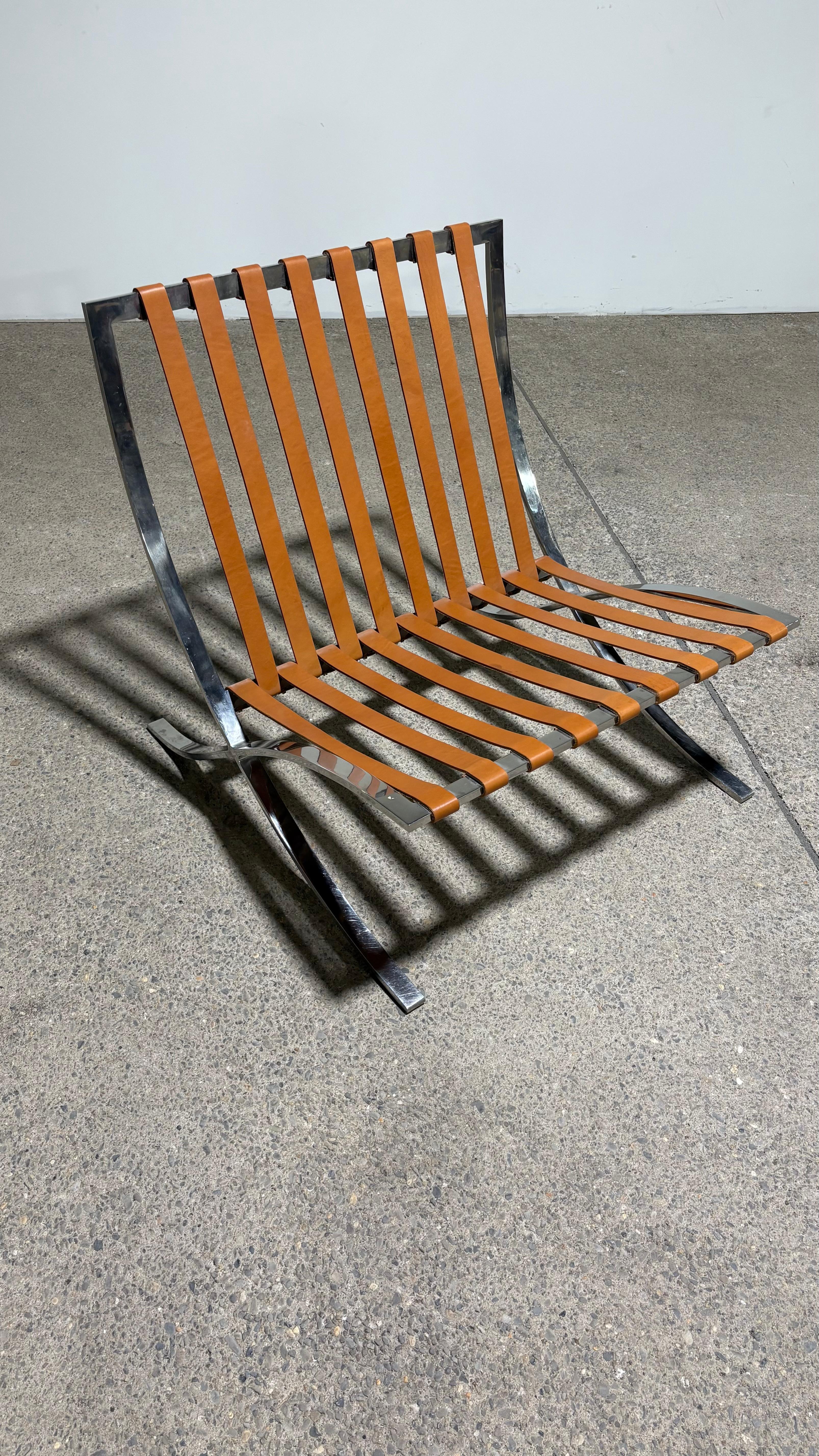 1970s Knoll Barcelona Chair in Cognac Leather en vente 7
