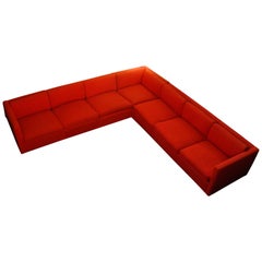 1970's Knoll Sectional Sofa by Charles Phister in Primary Red Wool Upholstery