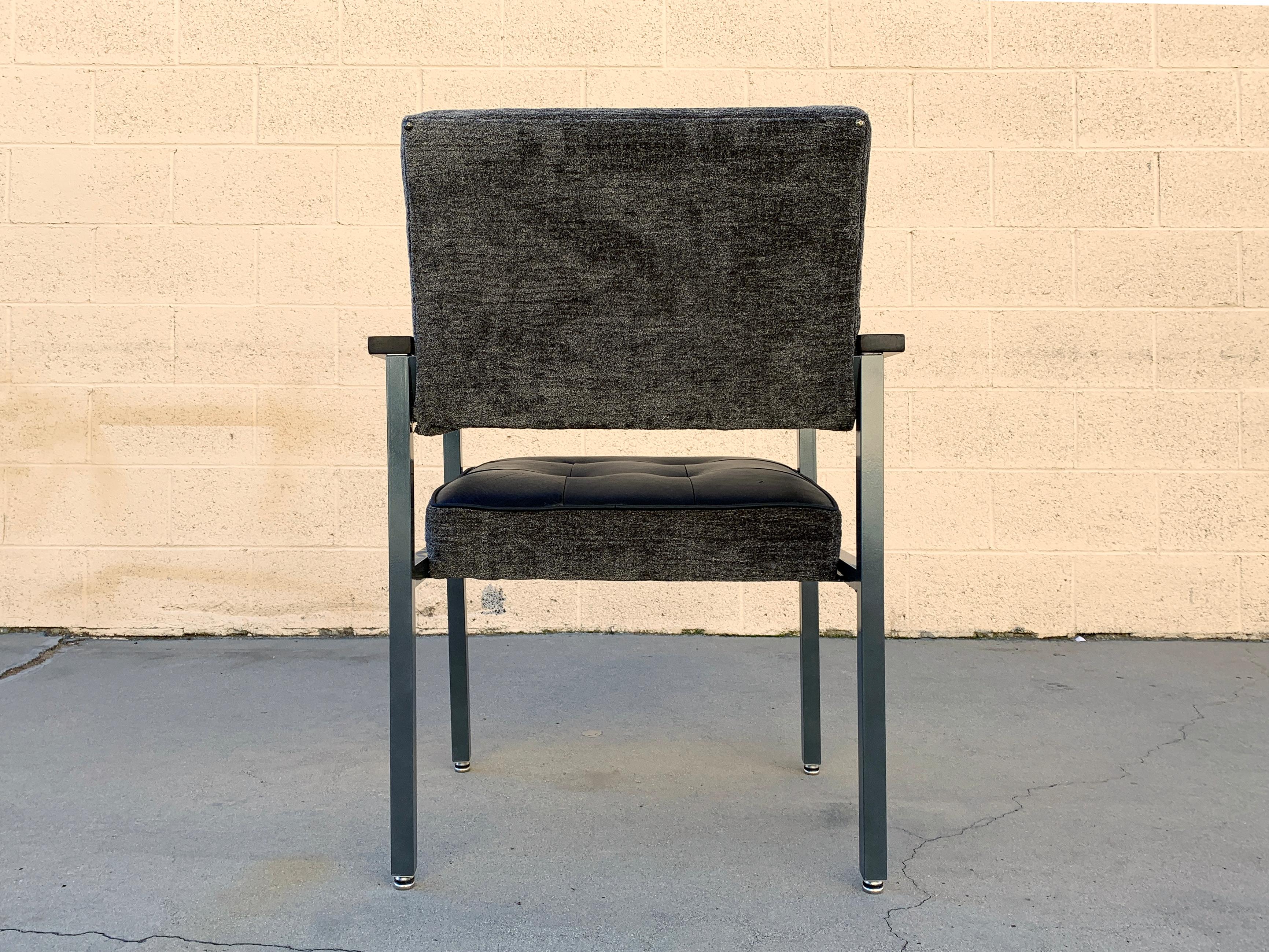 1970s Knoll Style Armchair with Refinished Steel and New Leather 2