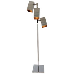 1970s Koch & Lowy 3 Heads Chrome Floor Lamp, USA