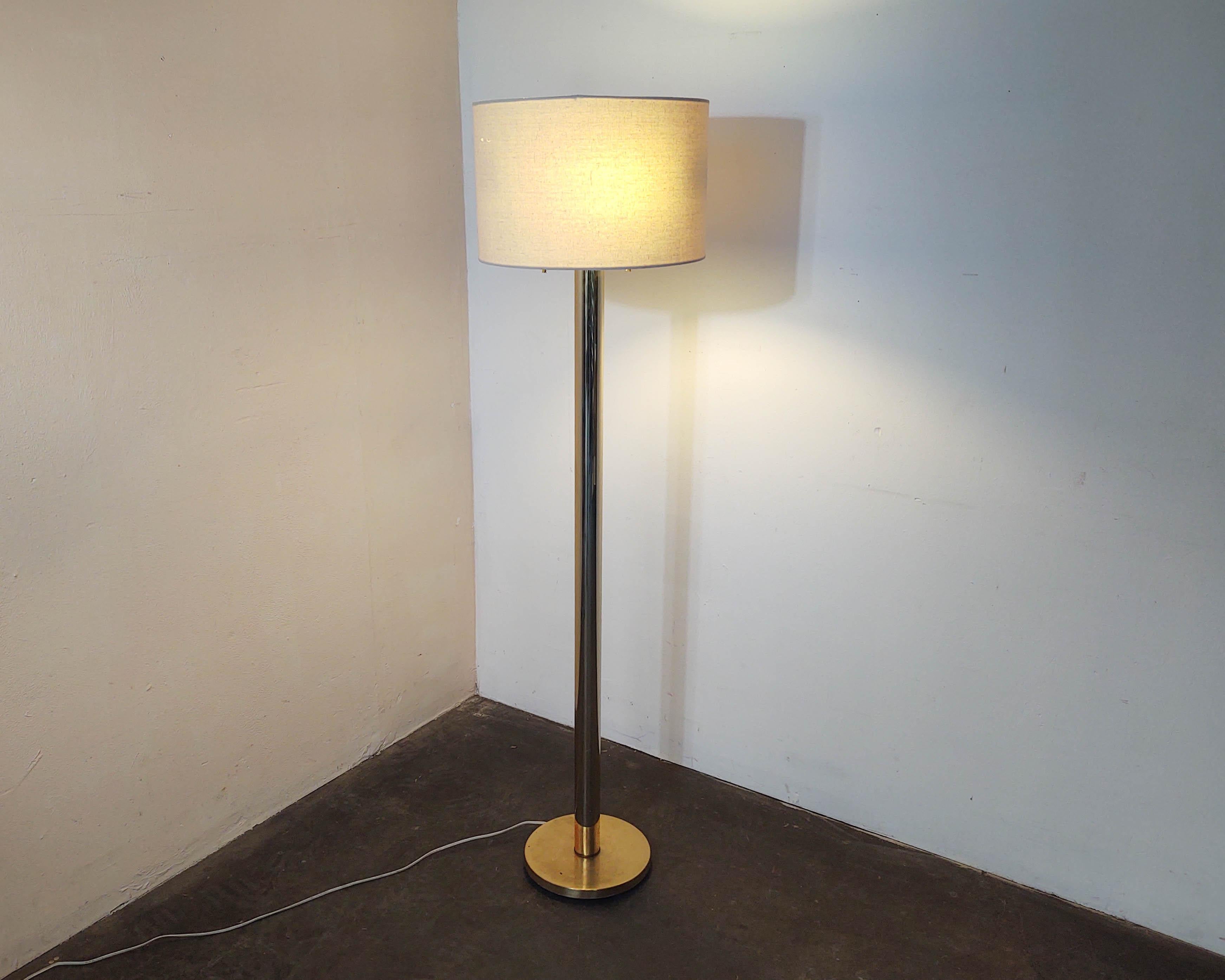 Mid-Century Modern 1970s Koch + Lowy Brass Column Floor Lamp