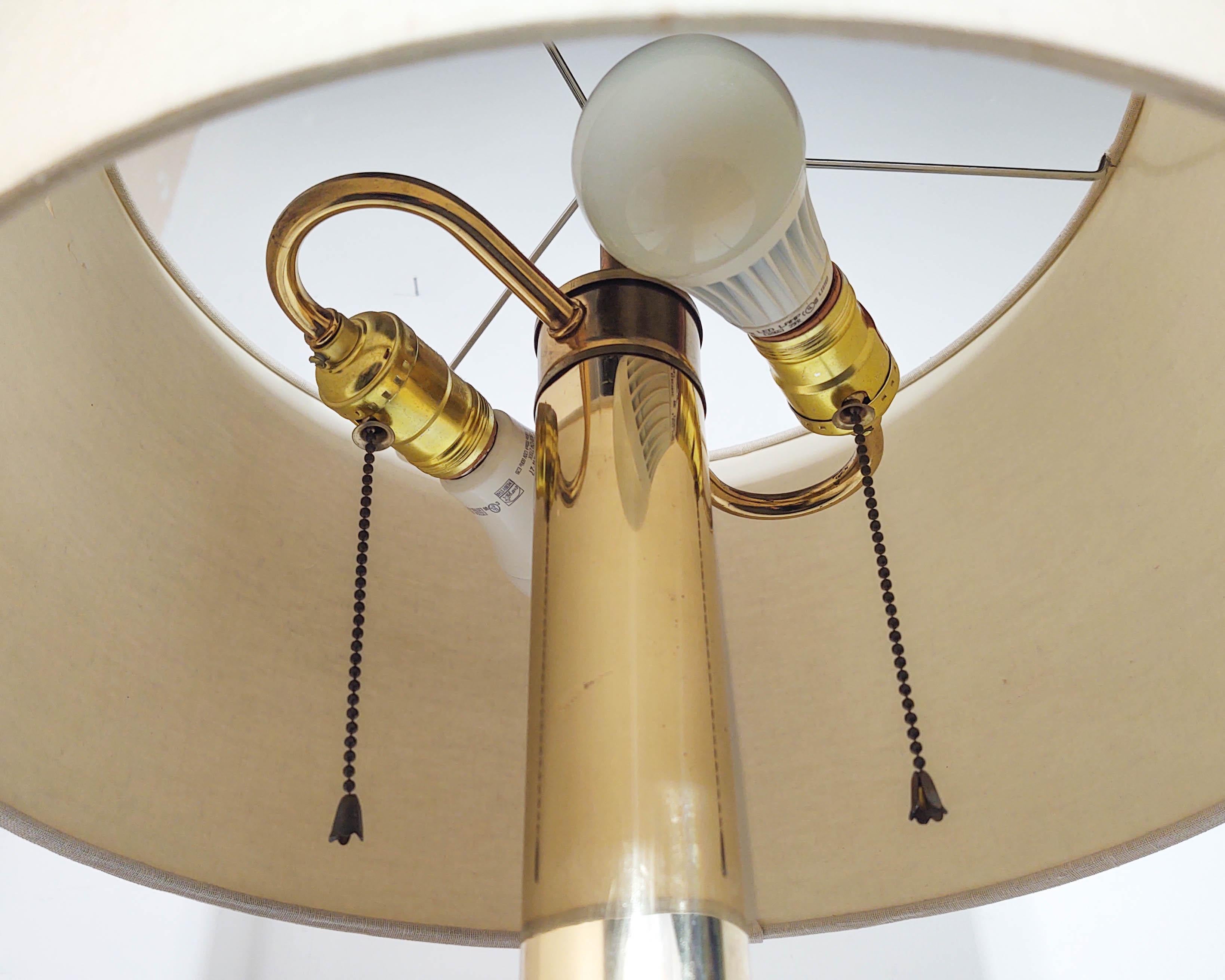 Metal 1970s Koch + Lowy Brass Column Floor Lamp