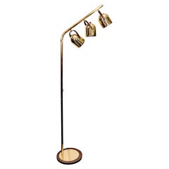1970er Koch+Lowy Stehlampe aus Messing, 3 schwenkbare Köpfe, Vintage-Drei-Licht, Mid-Century-Stil, Mid-Century