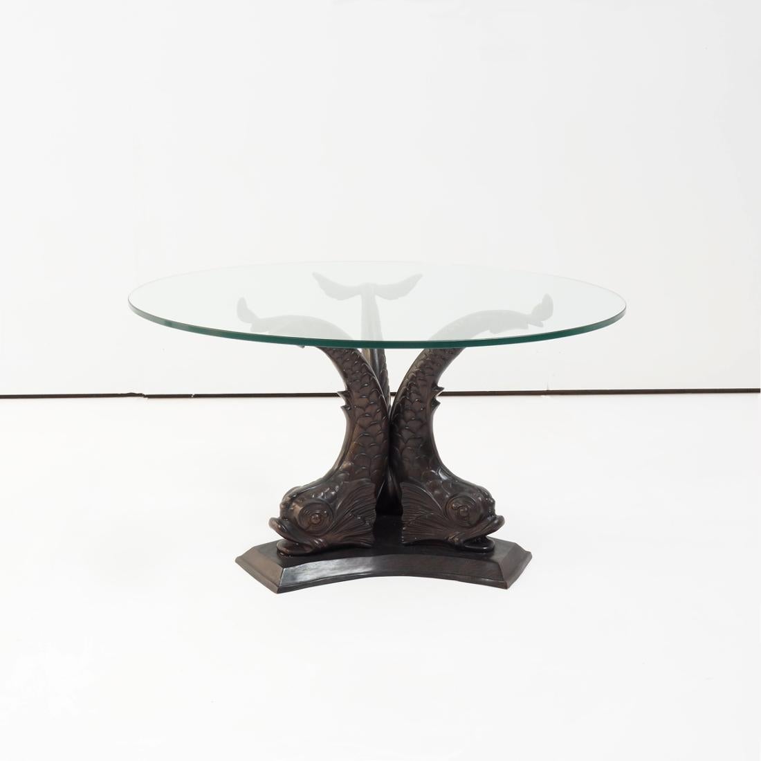 Couchtisch 'Koi-Fisch' aus Bronze, 1970er Jahre, Italien (Hollywood Regency) im Angebot