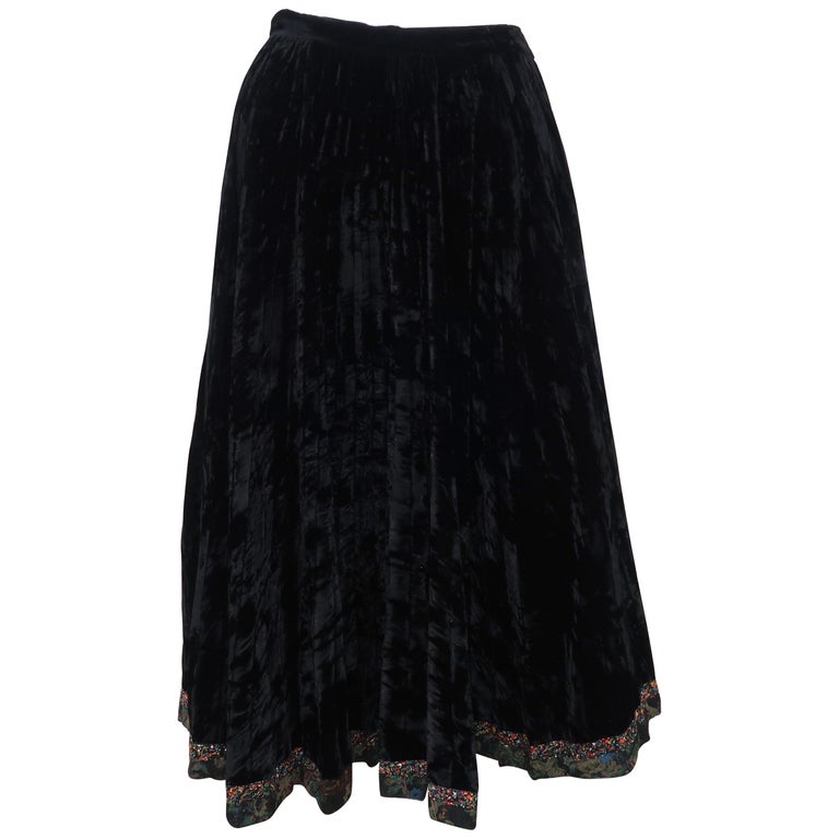 1970’s Koos Van den Akker Black Crushed Velvet Peasant Skirt For Sale ...