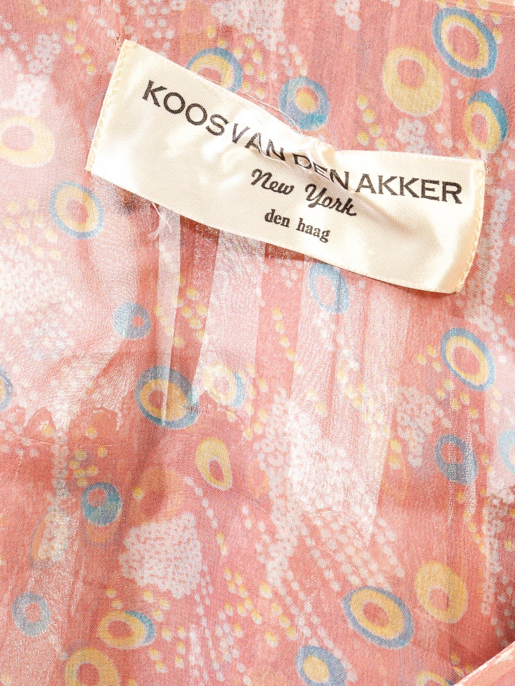 1970S Koos Van Den Akker Dusty Pink & Purple Silk Chiffon Romantic Lace Trim Bl For Sale 2
