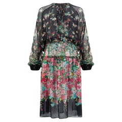 1970s Koos Van den Akker Floral Print Smocked Dress