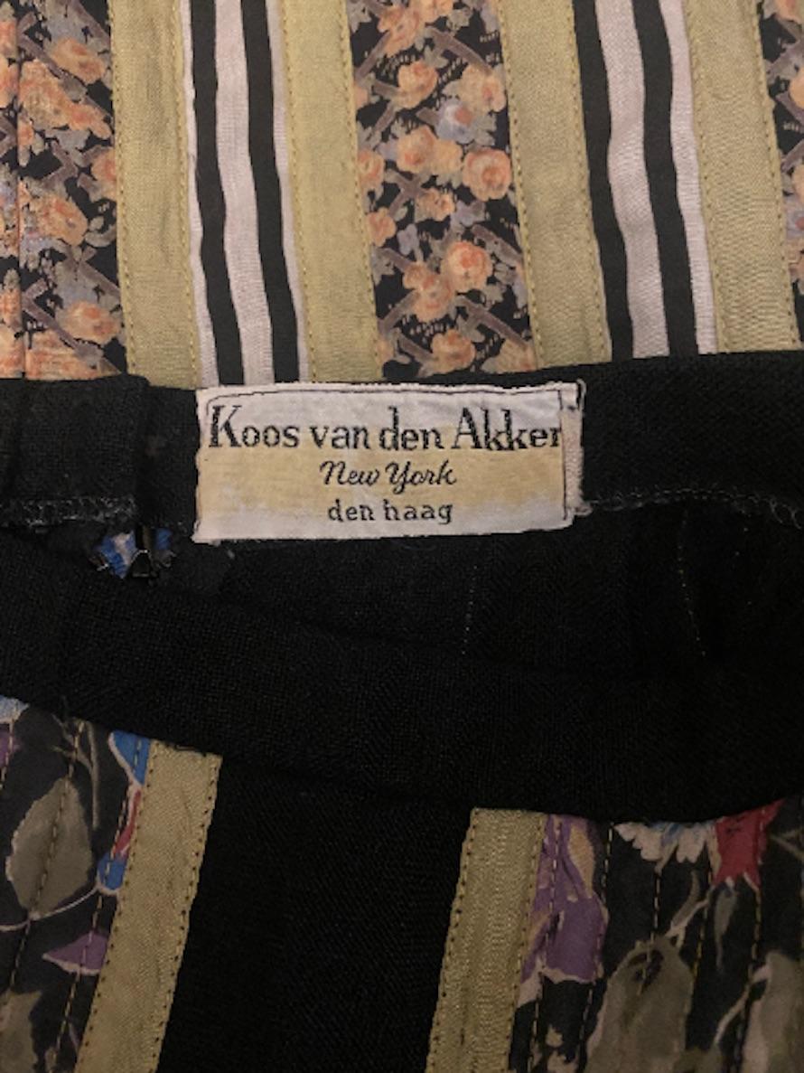1970s Koos van den Akker Patchwork Black Linen Skirt 2
