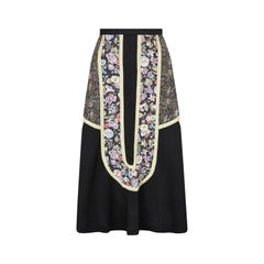 1970s Koos van den Akker Patchwork Black Linen Skirt