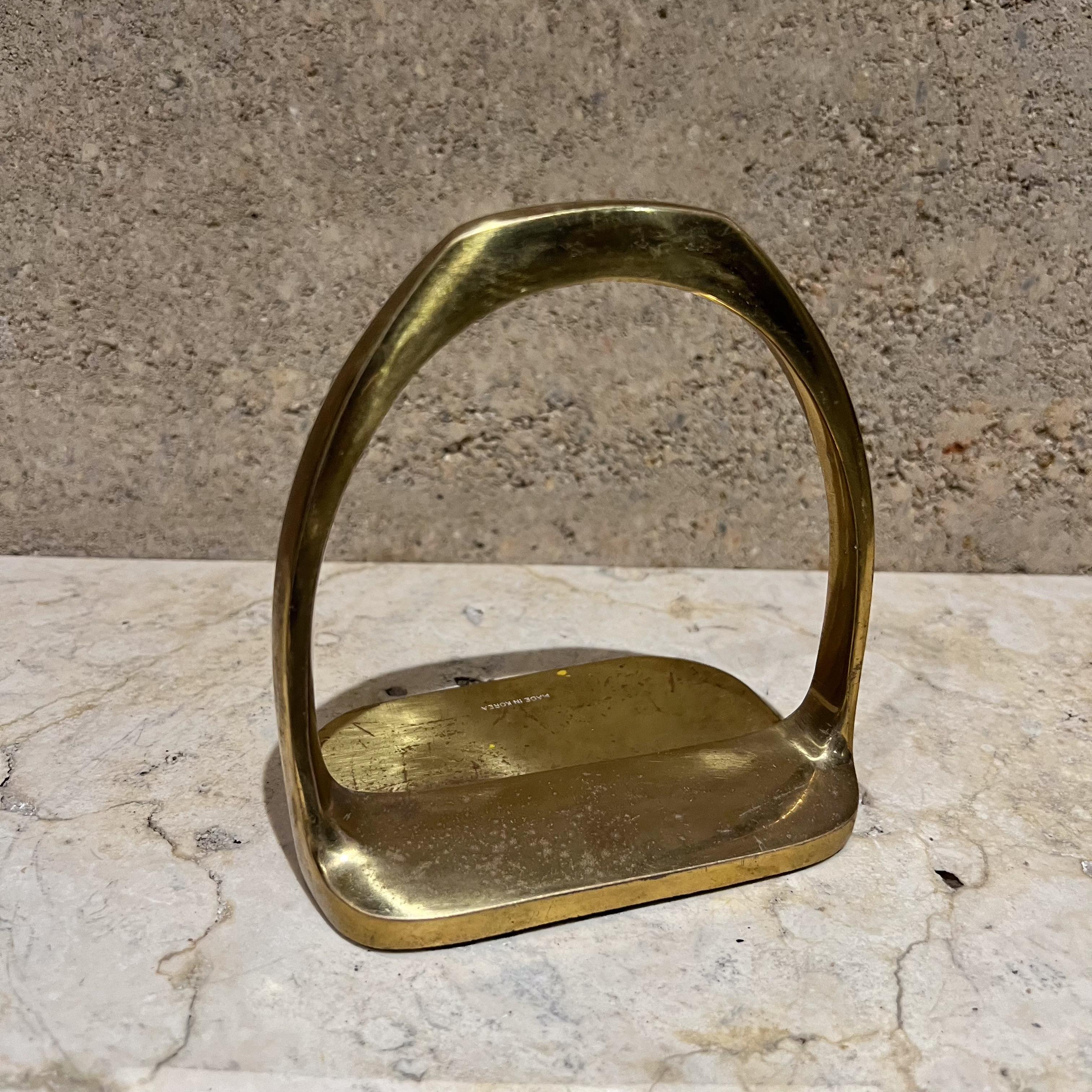 20th Century 1970s Korean Brass Bookend Sculptural Stirrup For Sale