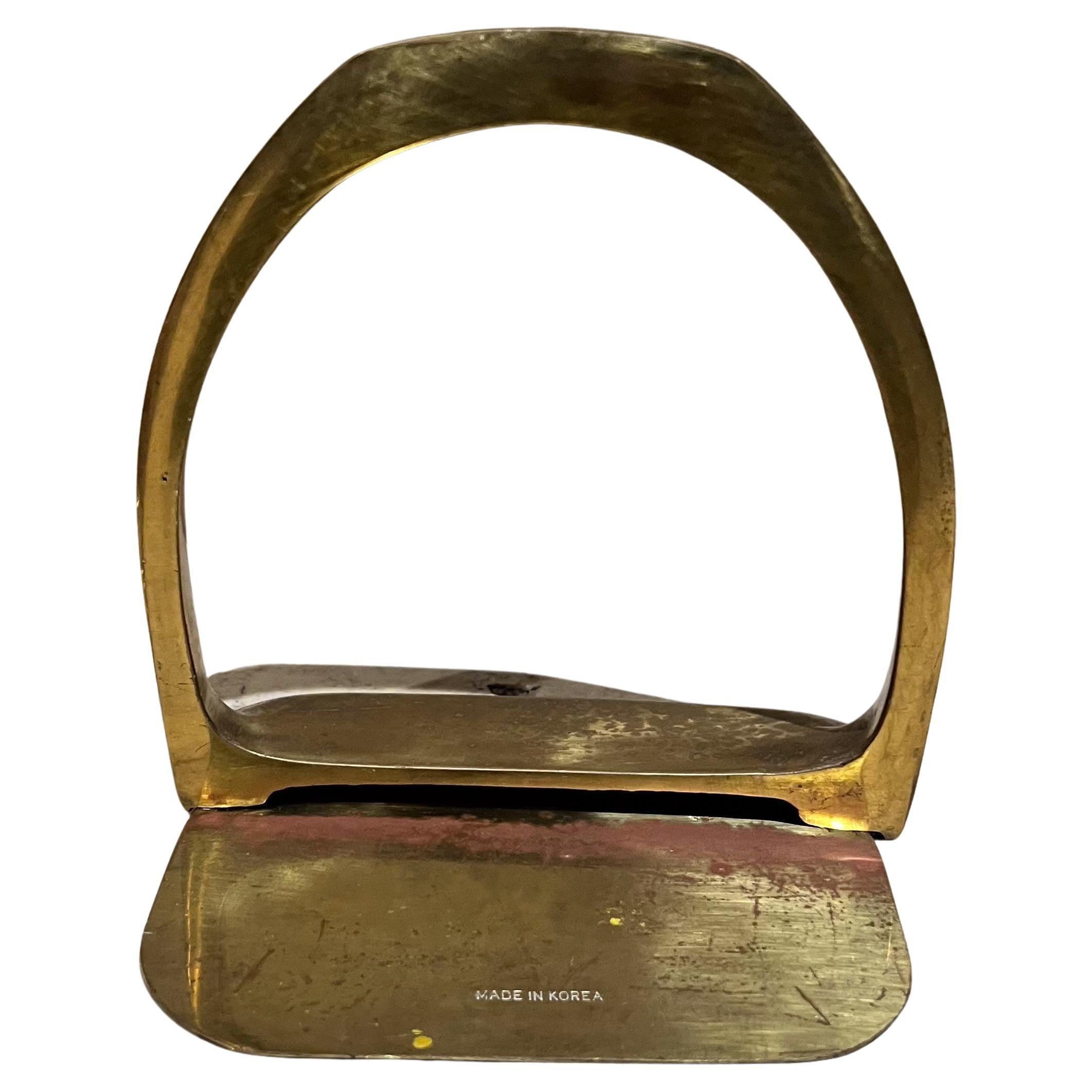 1970 Korean Brass Bookend Sculptural Stirrup (étrier sculptural)