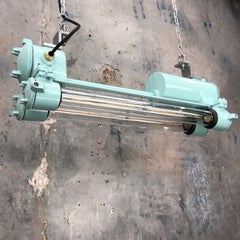 1970s Korean Industrial Cast Aluminum Edison LED Flameproof Strip Light Duck Egg