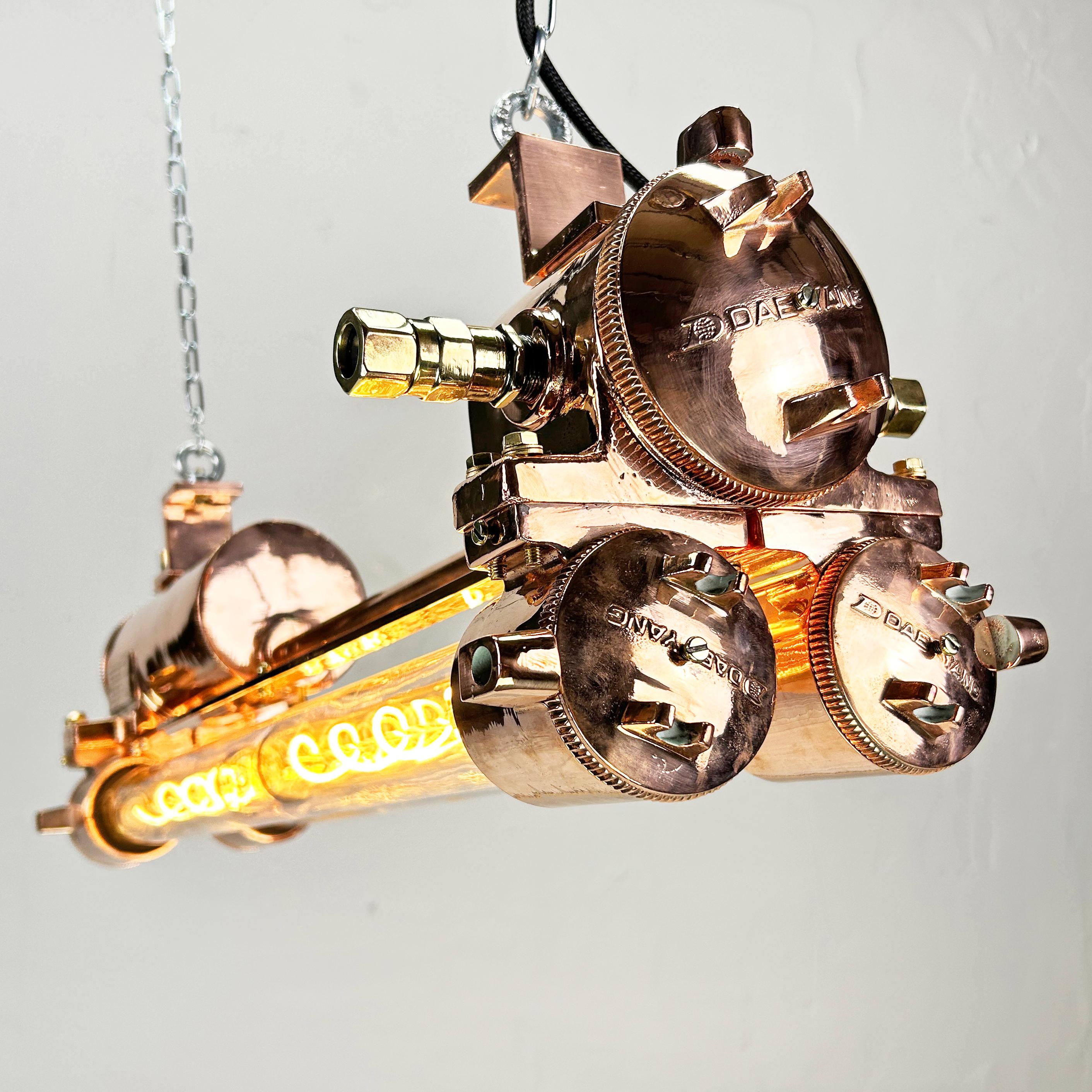 1970s Korean Industrial Copper Edison LED Flameproof Tube Light For Sale 4
