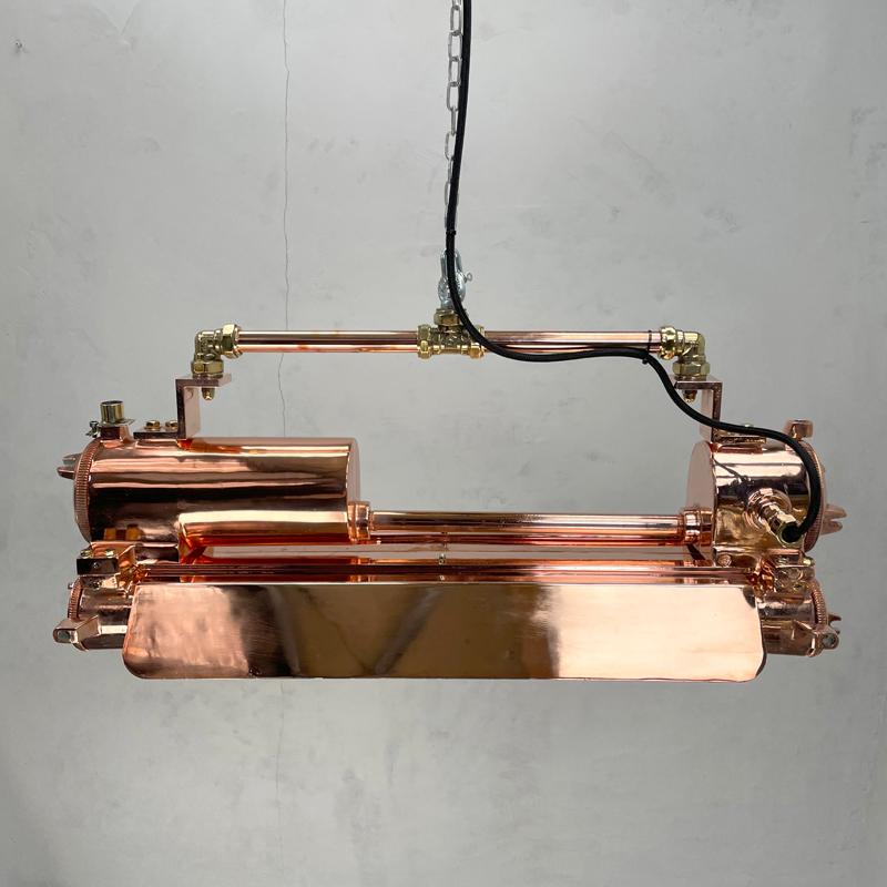 1970s Korean Industrial Copper Edison LED Flameproof Tube Light with Shades For Sale 5