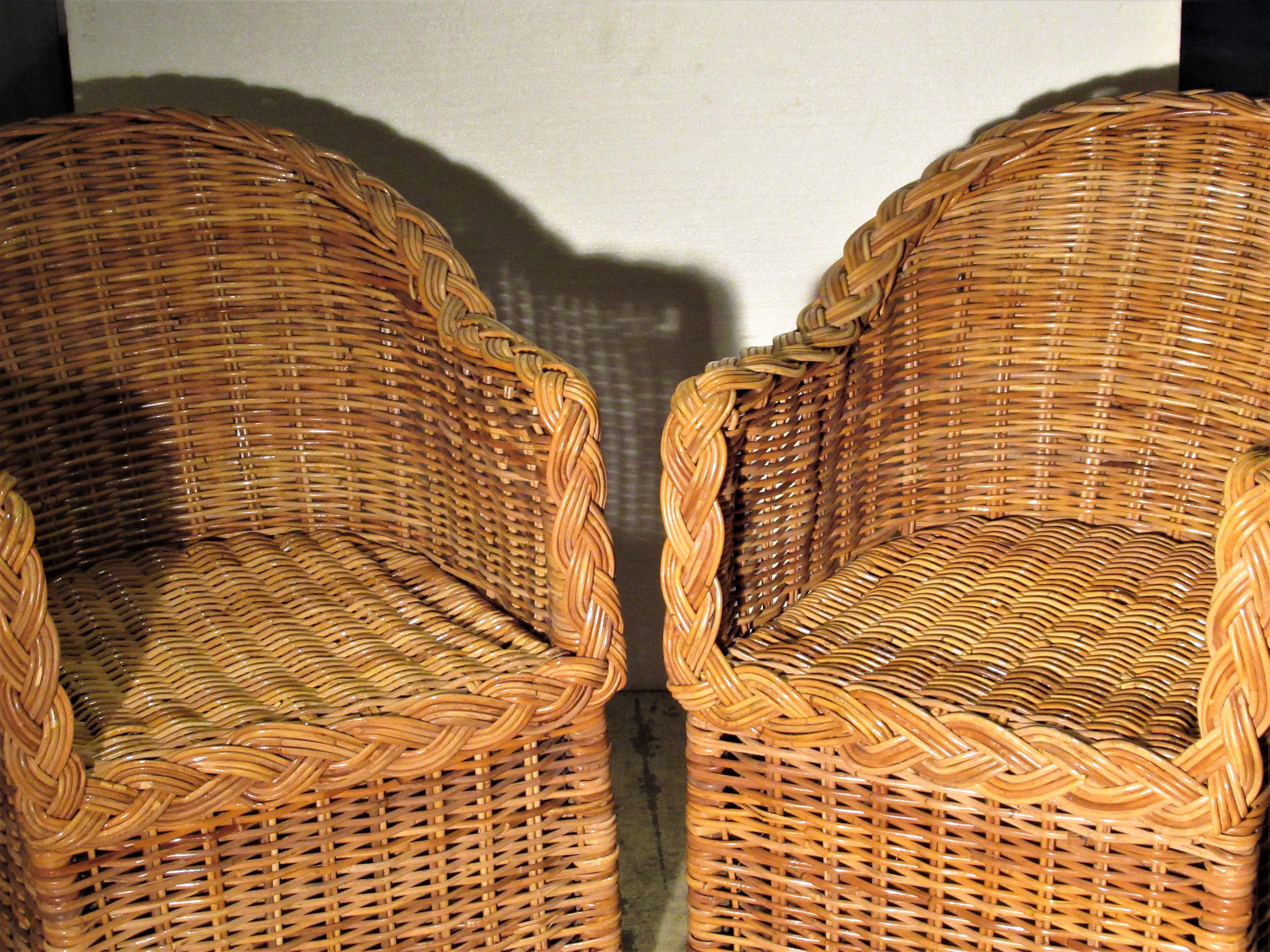 1970s Kreiss Collection Natural Wicker Lounge Chairs 4