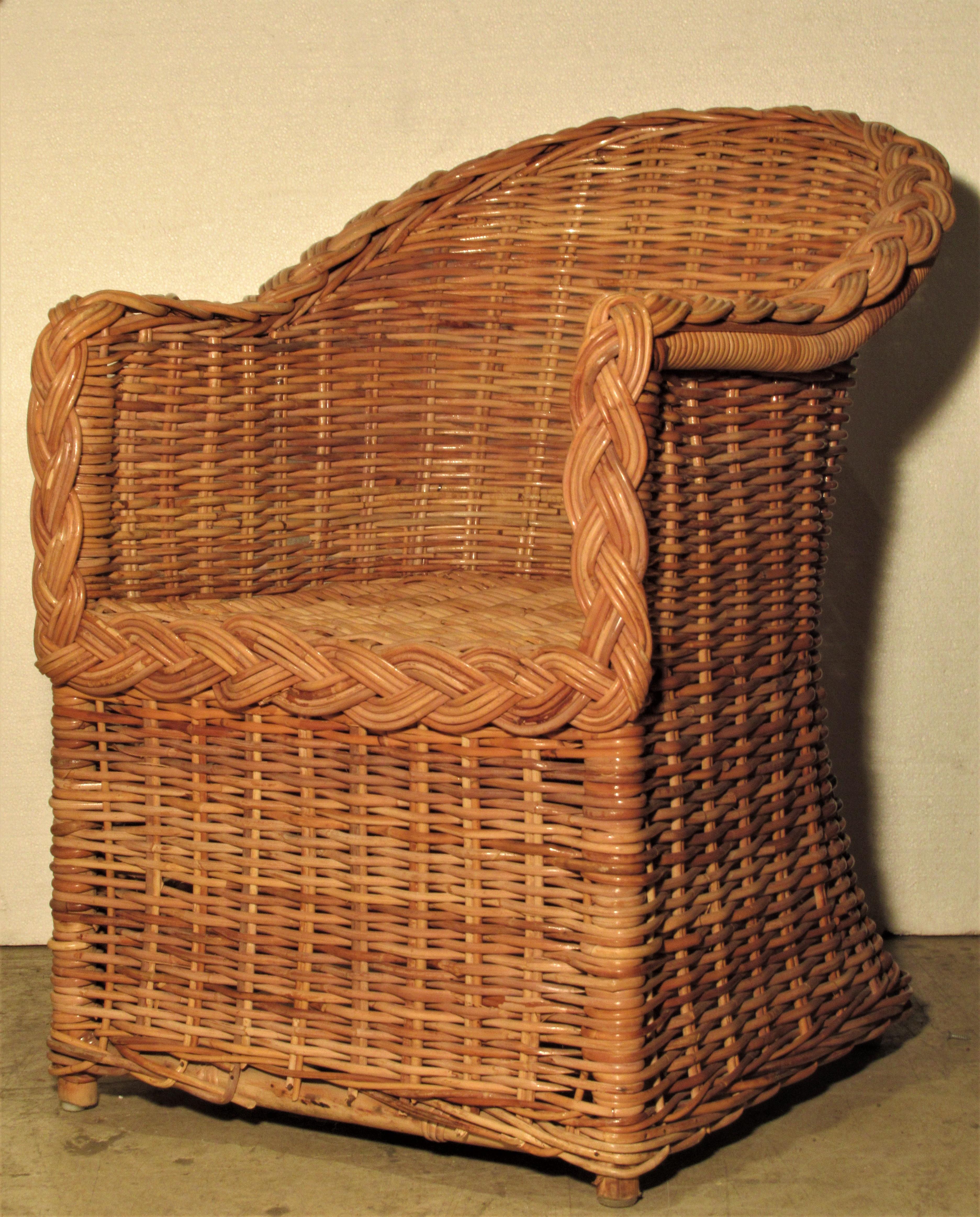 1970s Kreiss Collection Natural Wicker Lounge Chairs 5