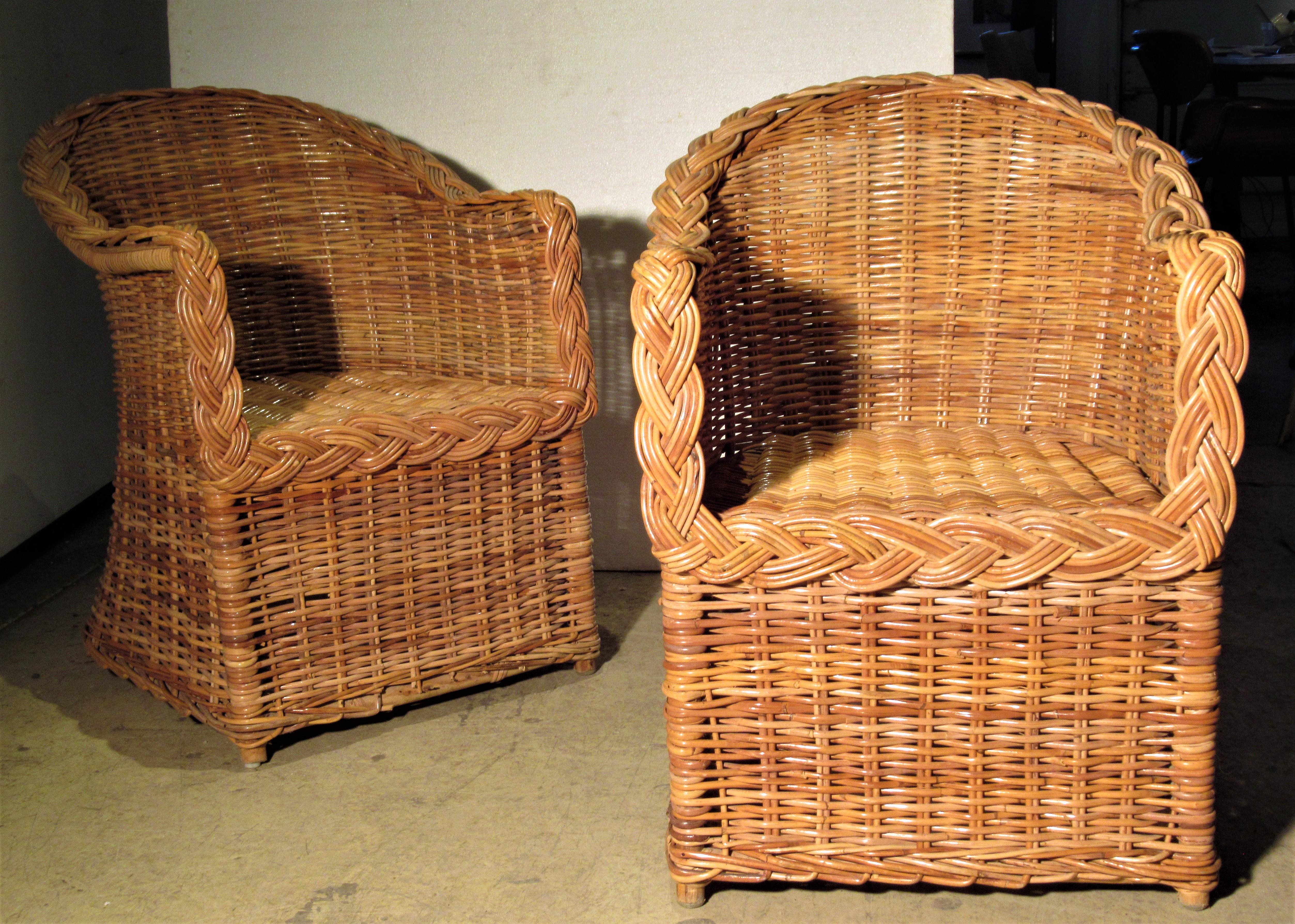 1970s Kreiss Collection Natural Wicker Lounge Chairs 6