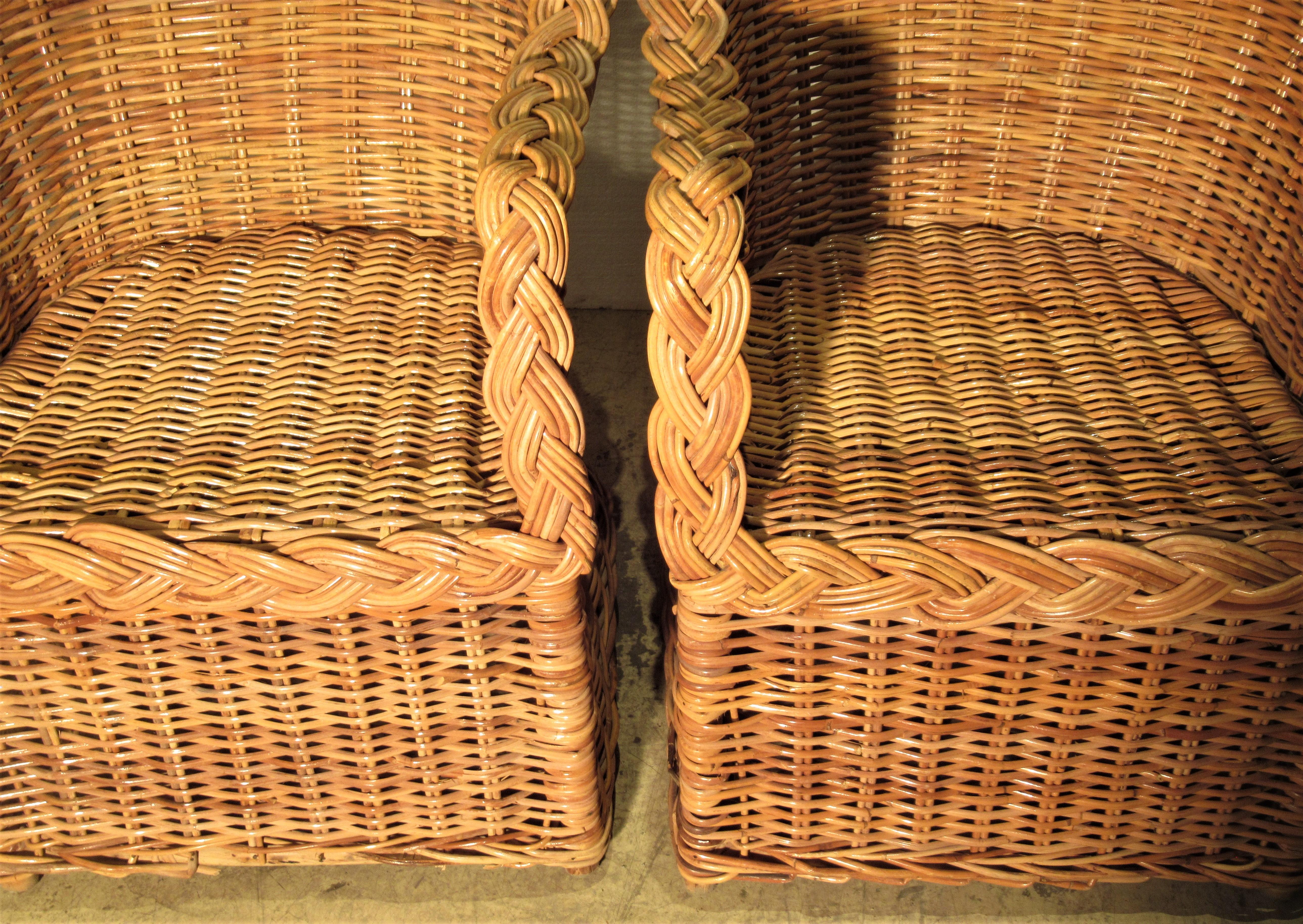 1970s Kreiss Collection Natural Wicker Lounge Chairs 7