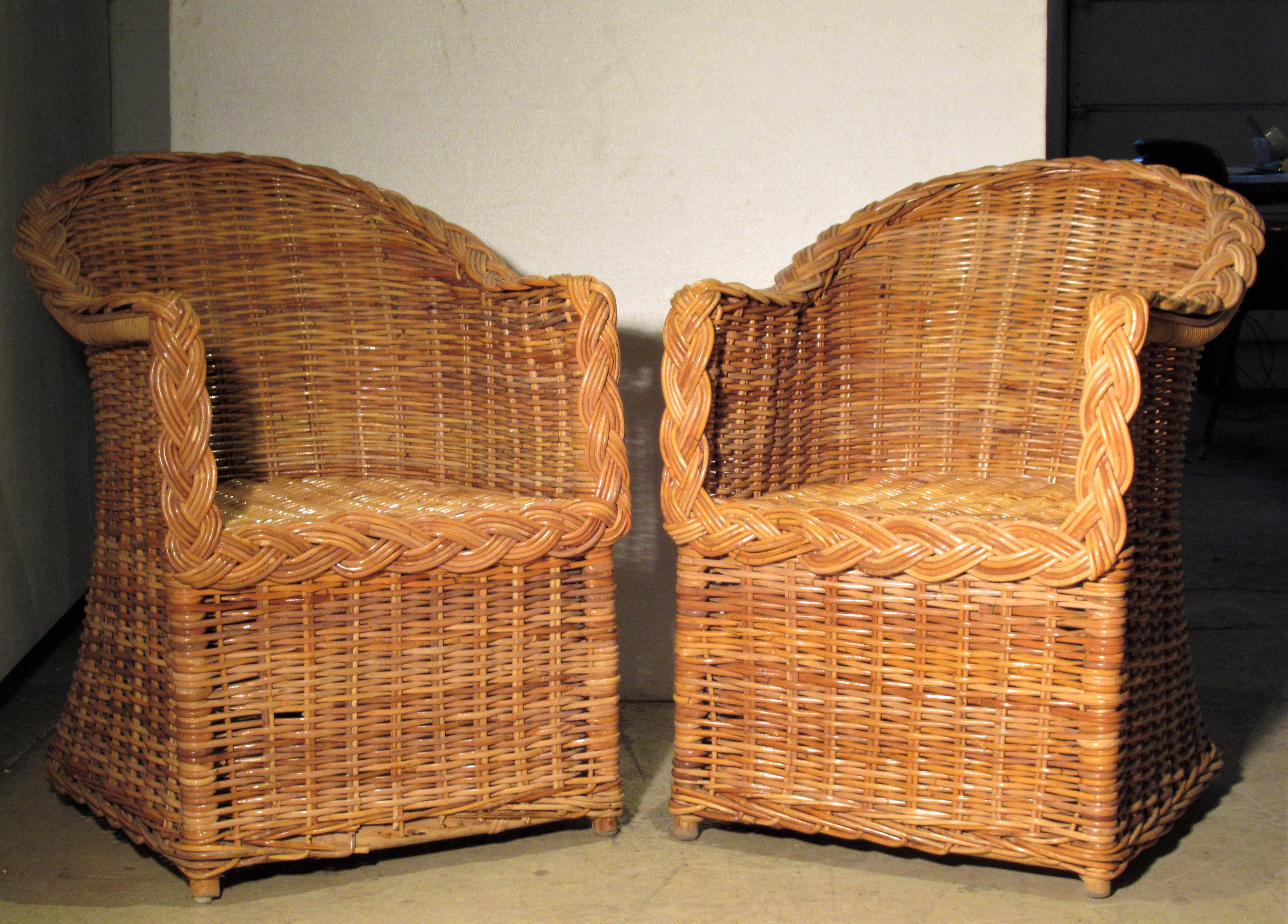 1970s Kreiss Collection Natural Wicker Lounge Chairs 8