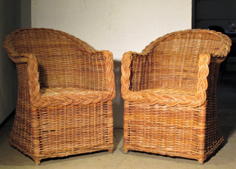 1970s Kreiss Collection Natural Wicker Lounge Chairs At 1stDibs