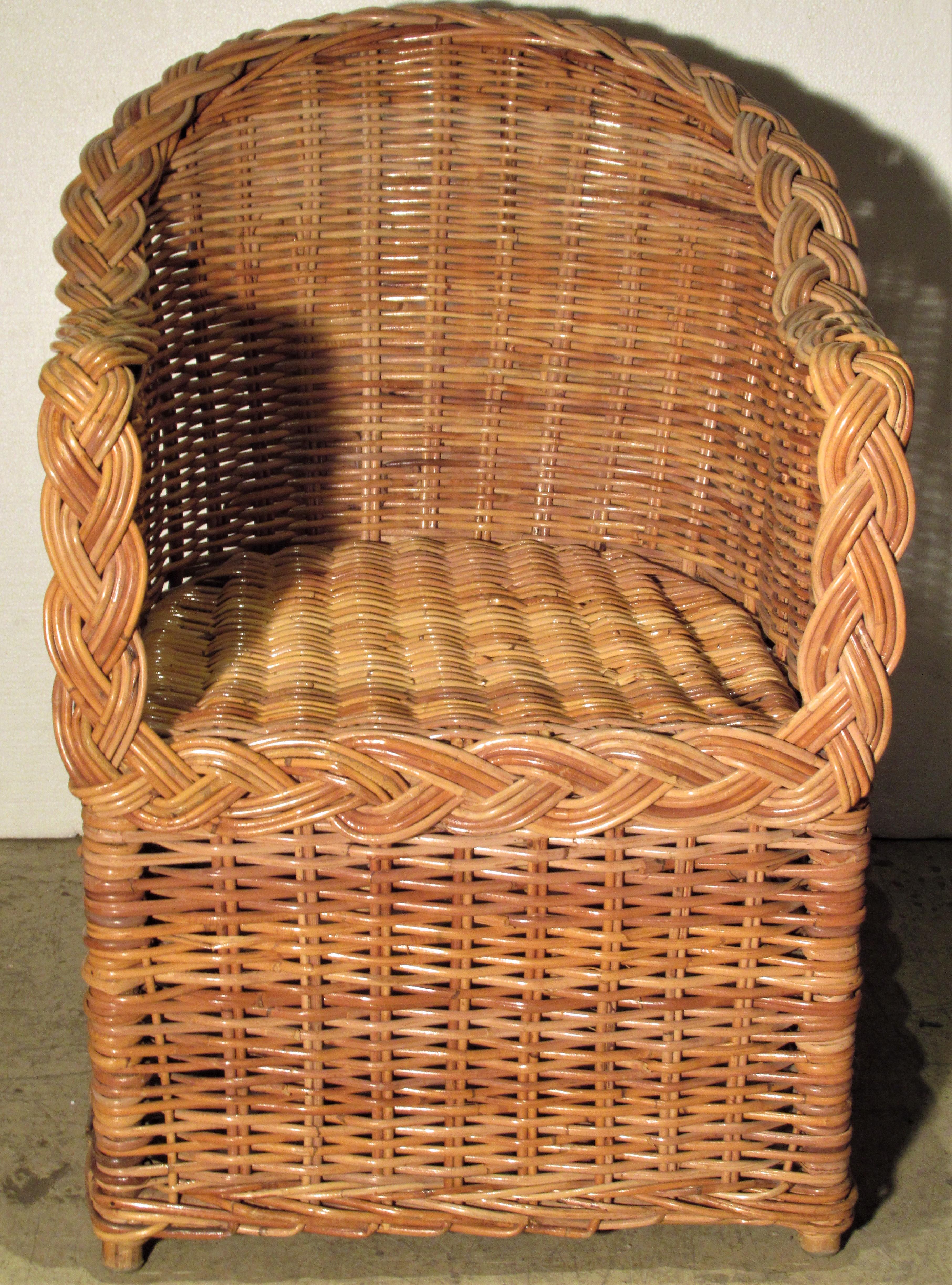 American 1970s Kreiss Collection Natural Wicker Lounge Chairs