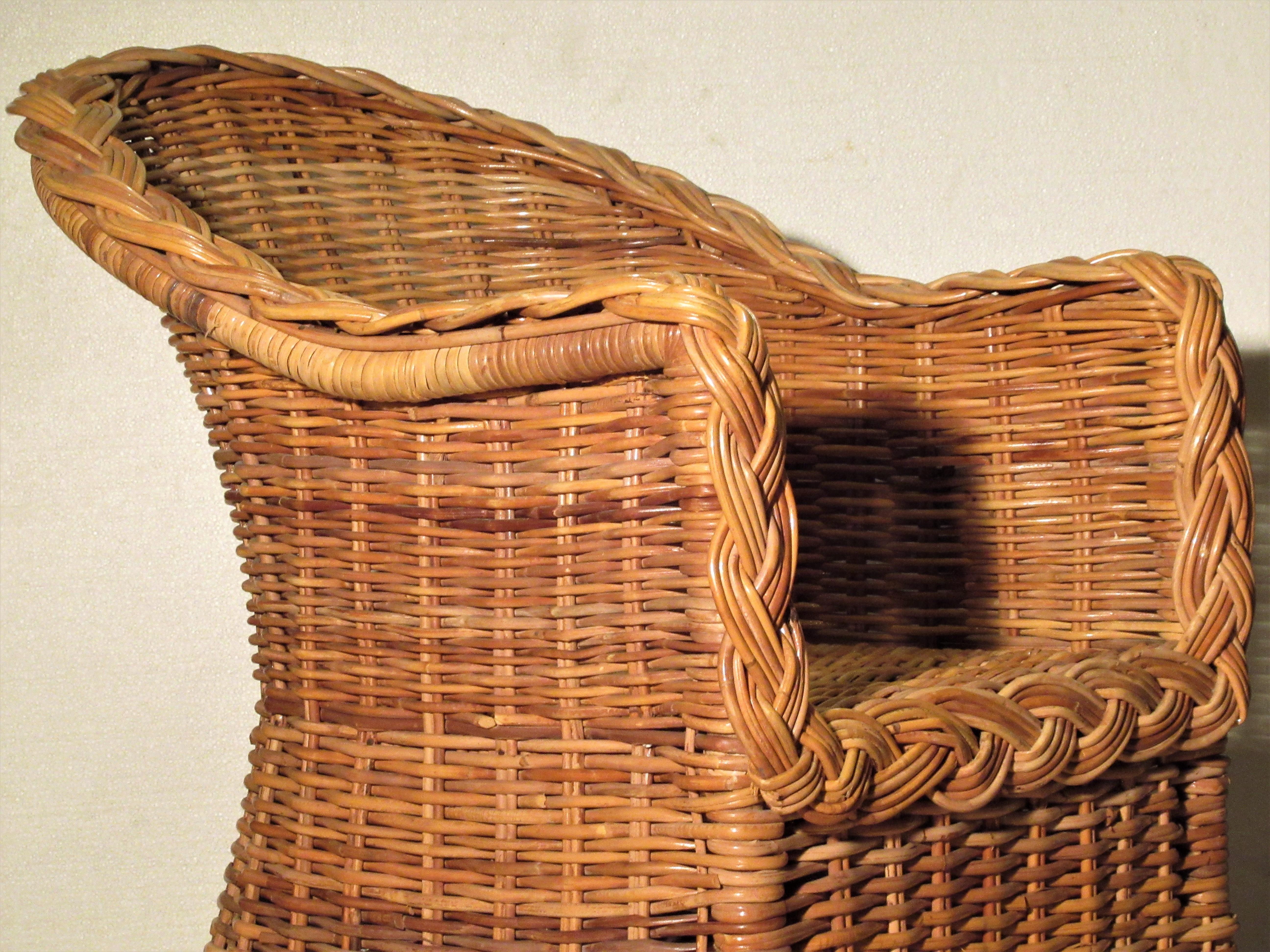 1970s Kreiss Collection Natural Wicker Lounge Chairs In Good Condition In Rochester, NY