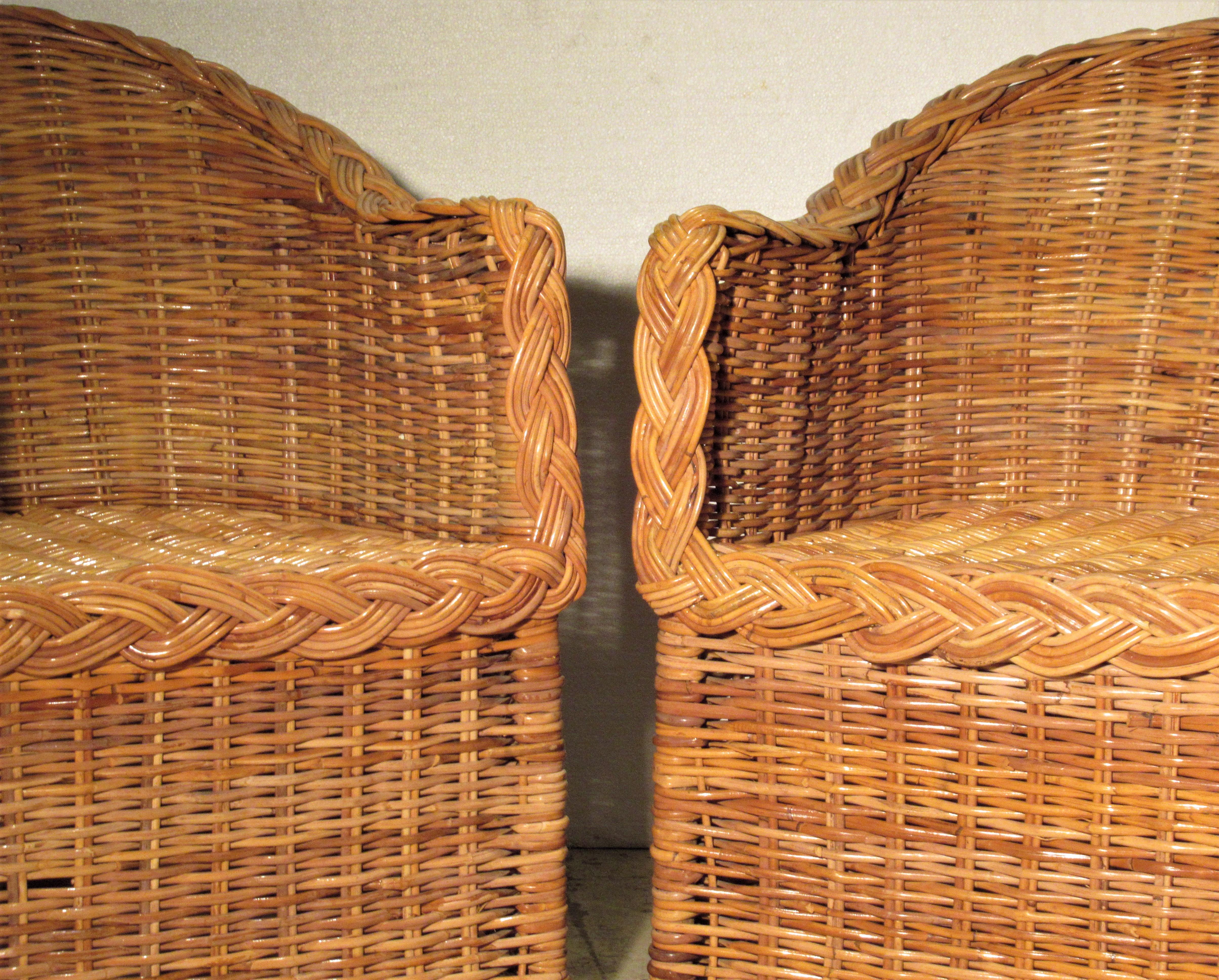 1970s Kreiss Collection Natural Wicker Lounge Chairs 3