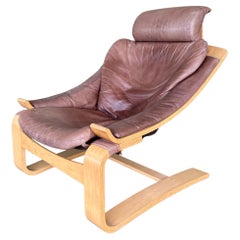1970's Kroken Cantilevered Leather Lounge Chair, Ake Fribytter for Nelo Sweden