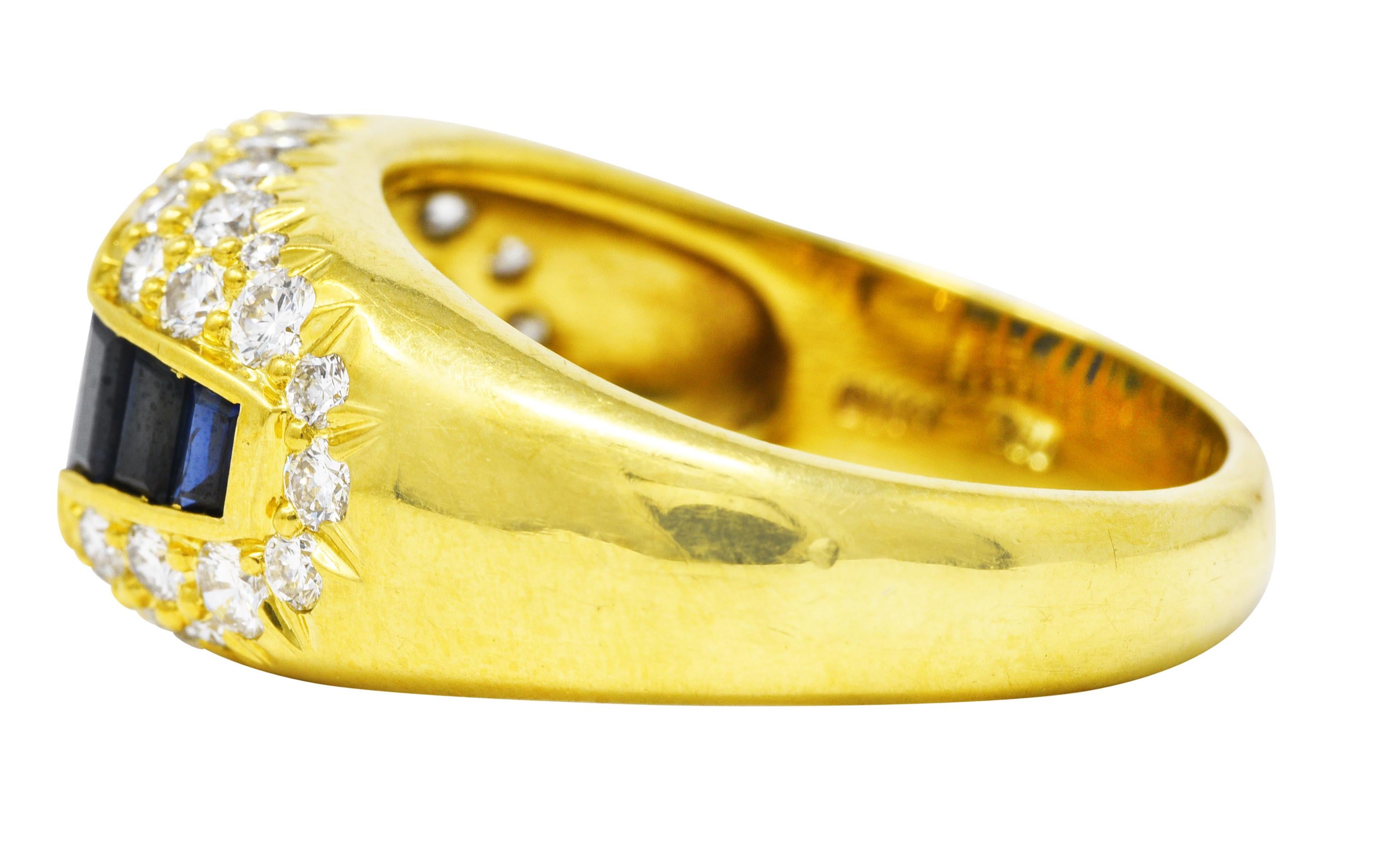 1970's Kurt Wayne 2.75 Carats Sapphire Diamond 18 Karat Yellow Gold Band Ring In Excellent Condition In Philadelphia, PA