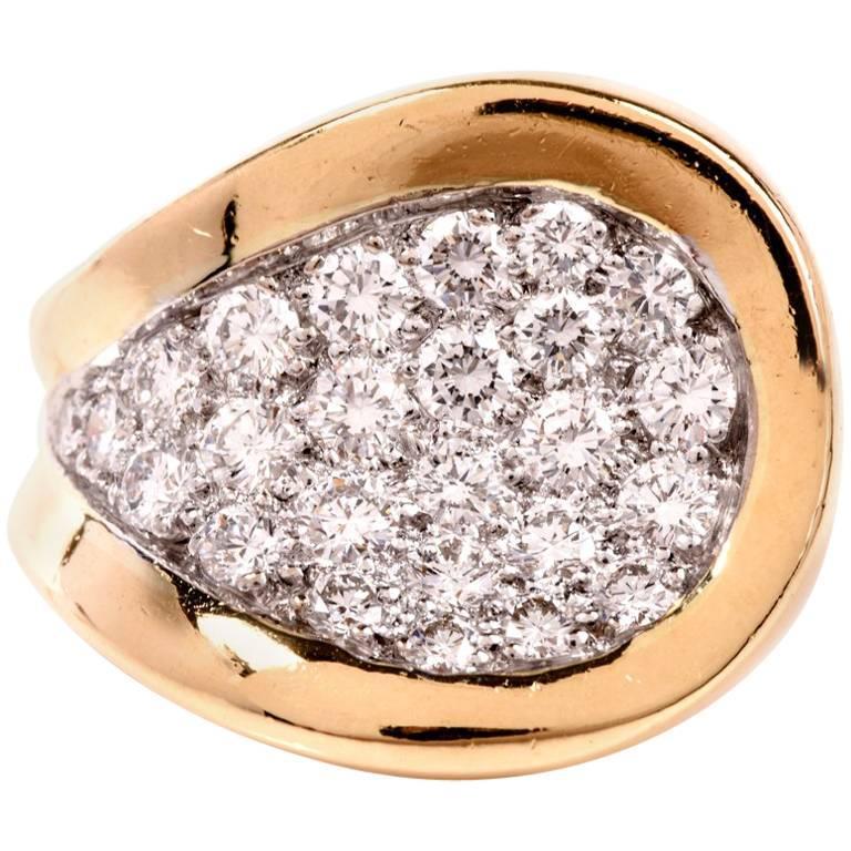 Round Cut Kutchinsky Vintage Diamond 18 Karat Yellow Gold Ring For Sale