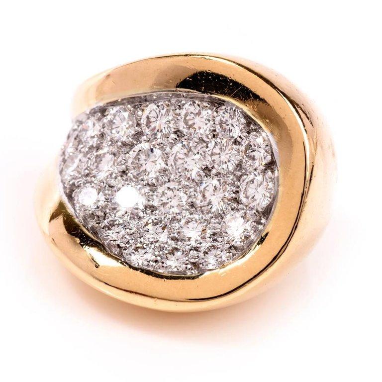 Kutchinsky Vintage Diamond 18 Karat Yellow Gold Ring In Good Condition For Sale In Miami, FL